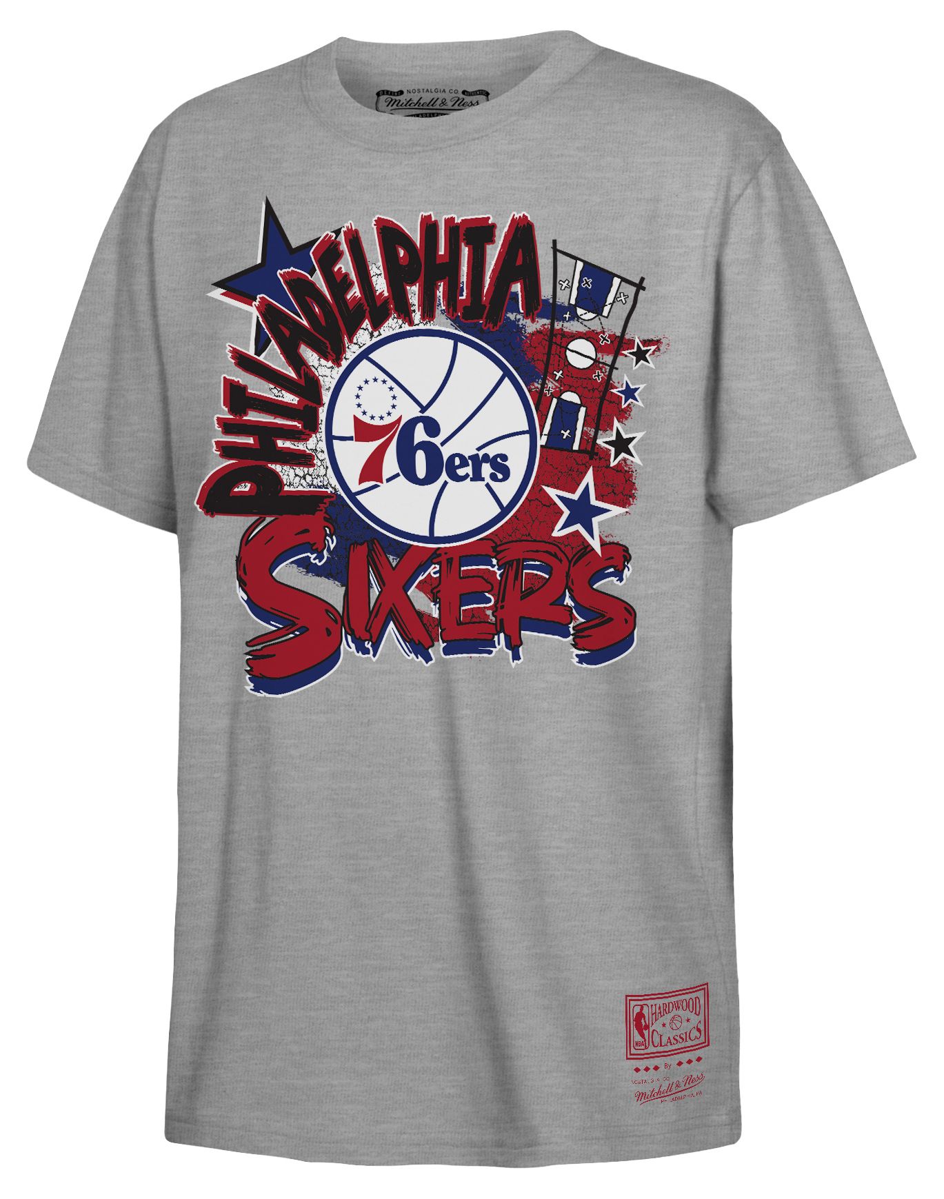 Mitchell & Ness Youth Philadelphia 76ers Grey Play By Play T-Shirt