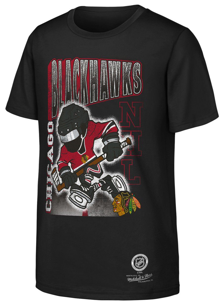 Mitchell & Ness Youth Chicago Blackhawks Black 90's Kid Character Short Sleeve T-Shirt