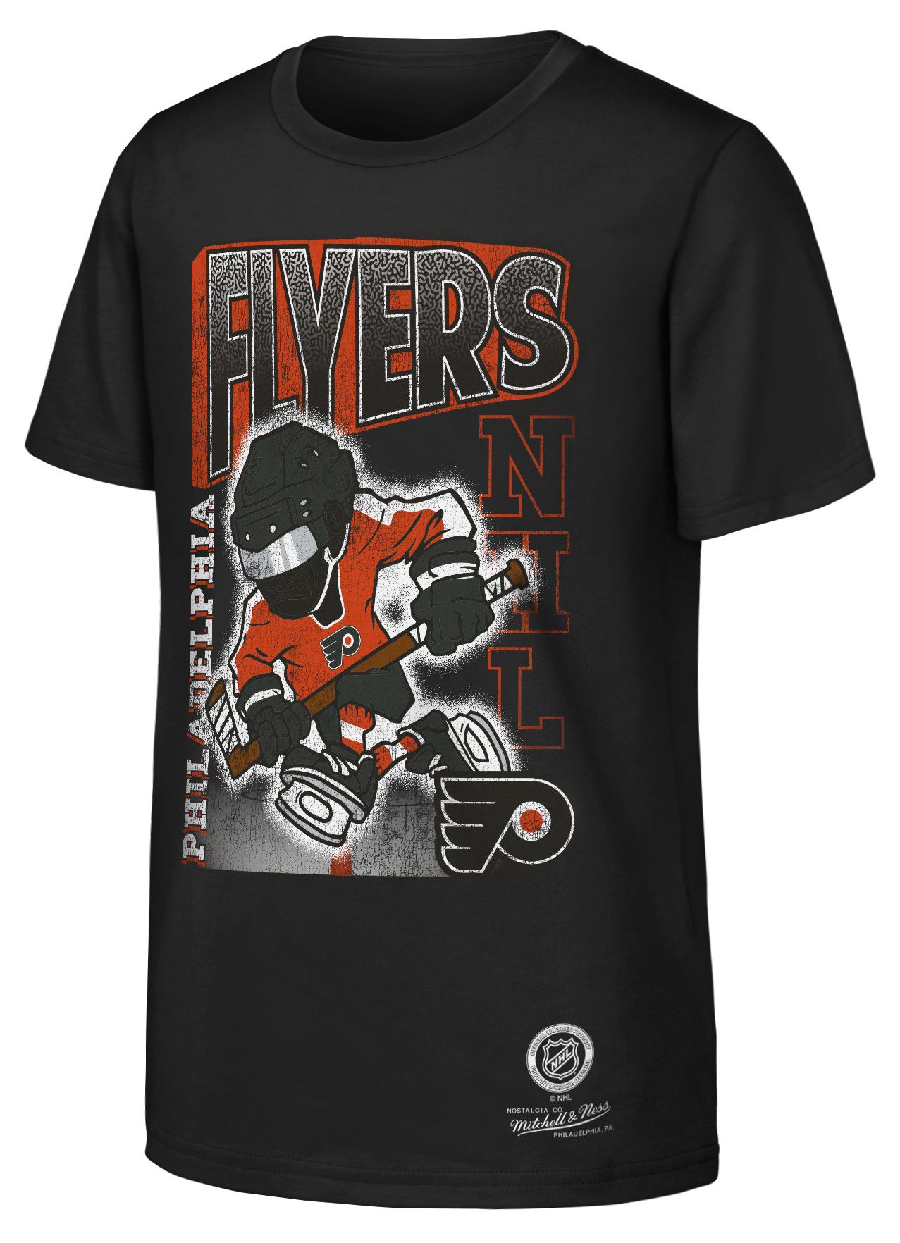 Mitchell & Ness Youth Philadelphia Flyers Black 90's Kid Character Short Sleeve T-Shirt