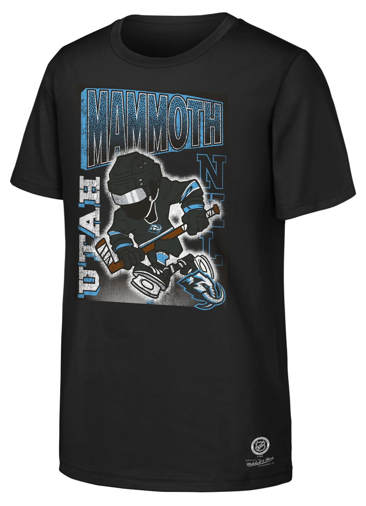 Mitchell &amp; Ness Youth Utah Mammoths Black 90's Kid Character Short Sleeve T-Shirt