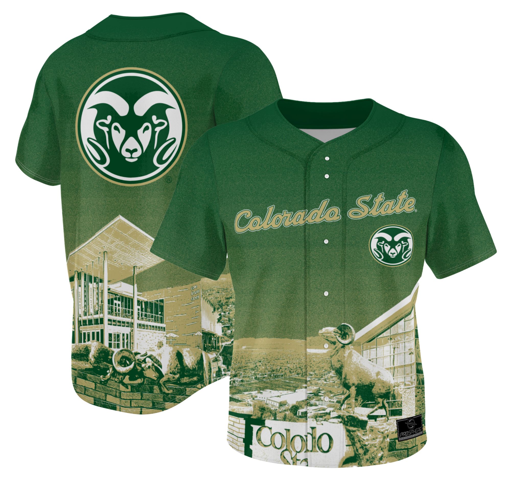 ProSphere Adult Colorado State Rams Green Campus Local Baseball Jersey