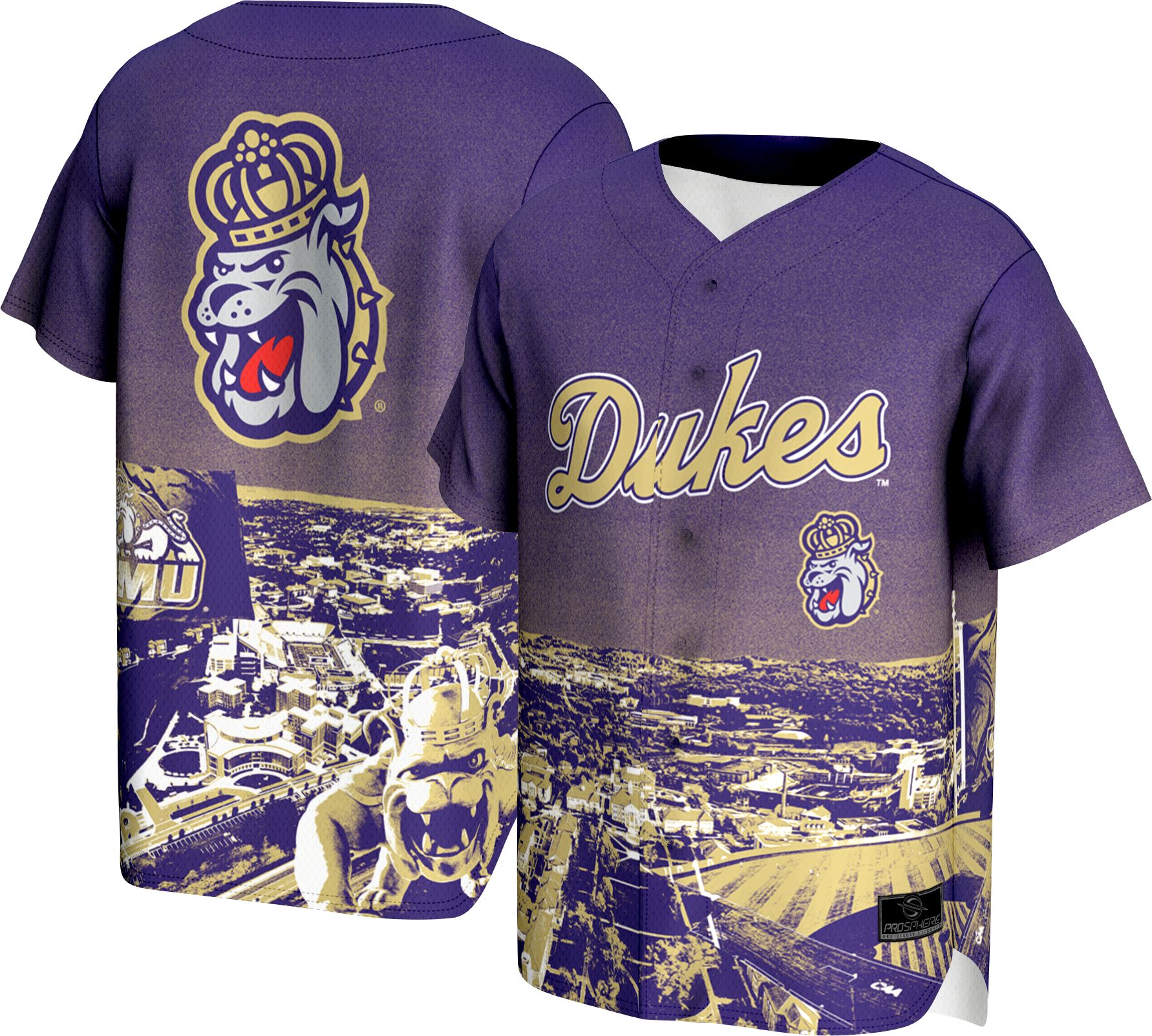 ProSphere Adult James Madison Dukes Campus Local Purple Baseball Jersey