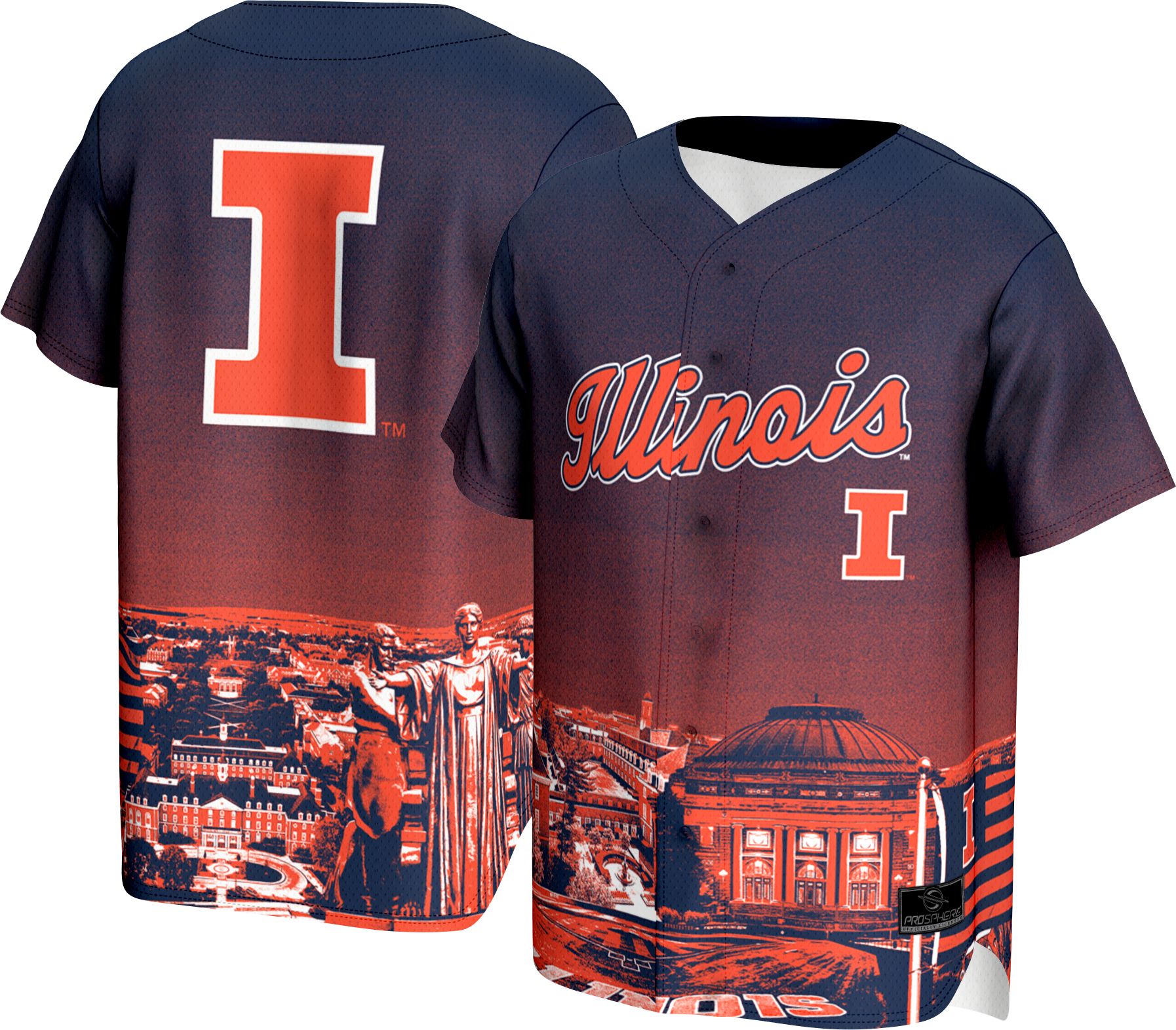 ProSphere Adult Illinois Fighting Illini Campus Local Blue Baseball Jersey