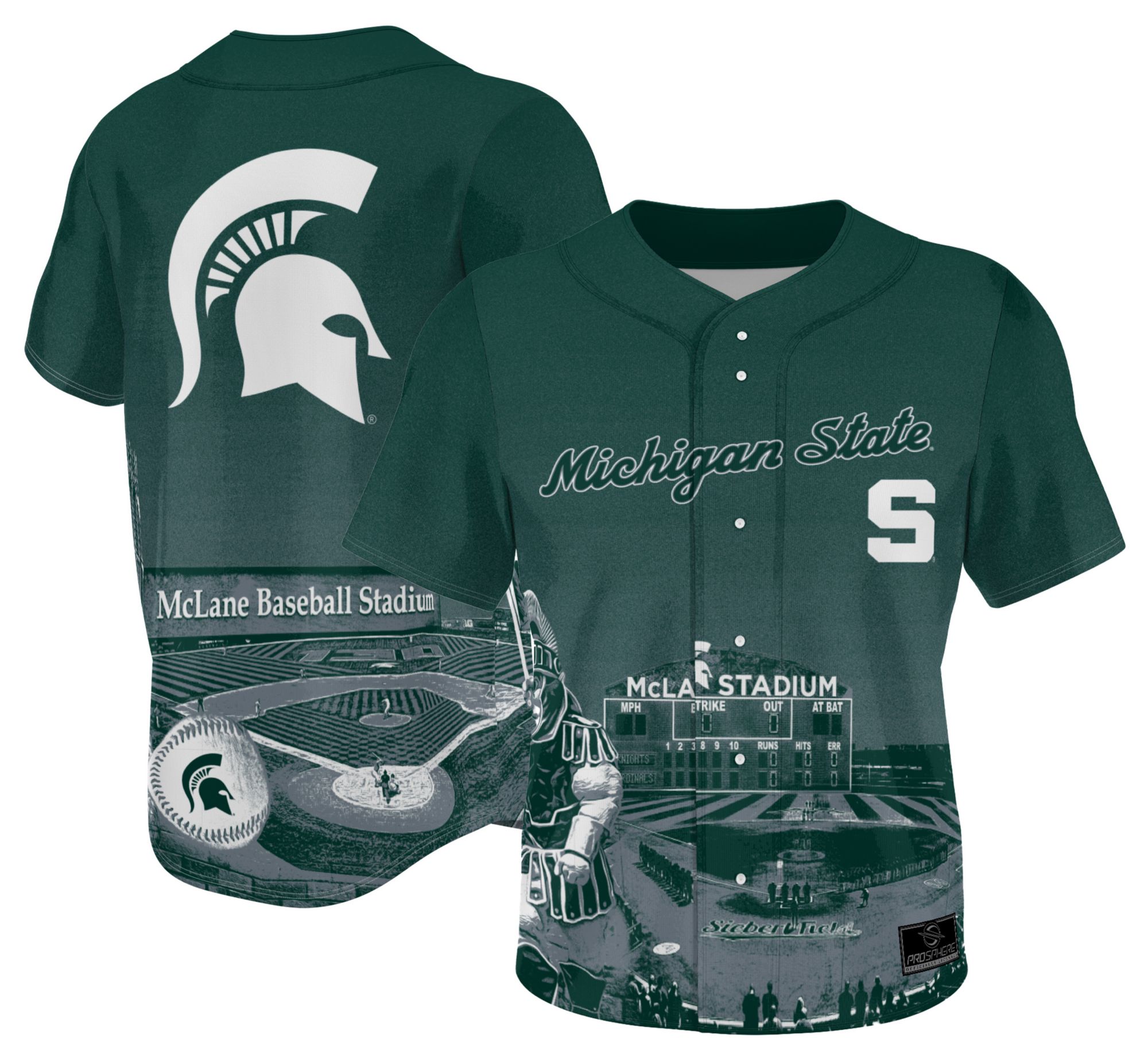 ProSphere Adult Michigan State Spartans Green Campus Local Baseball Jersey