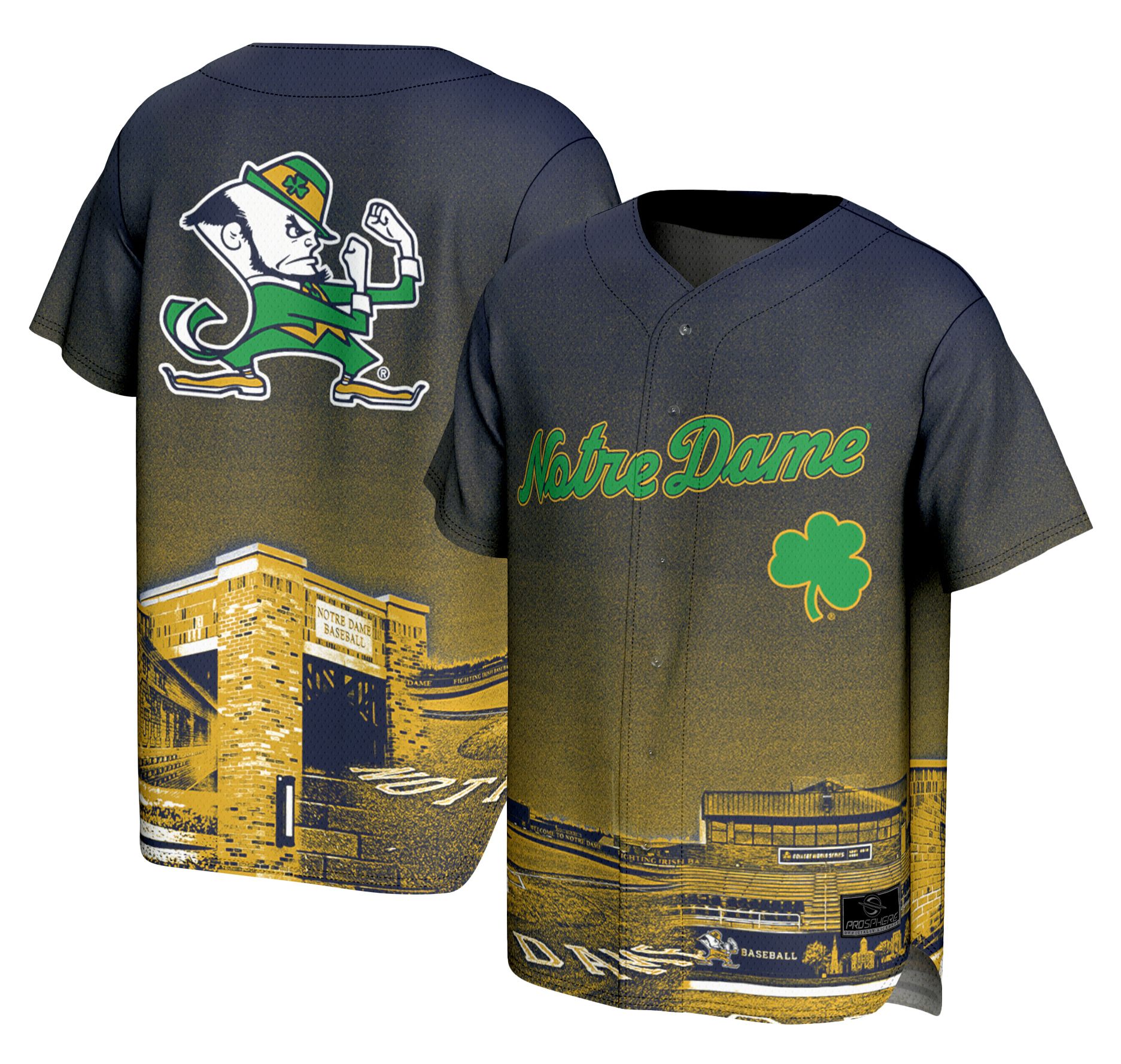 ProSphere Adult Notre Dame Fighting Irish Navy Campus Local Baseball Jersey