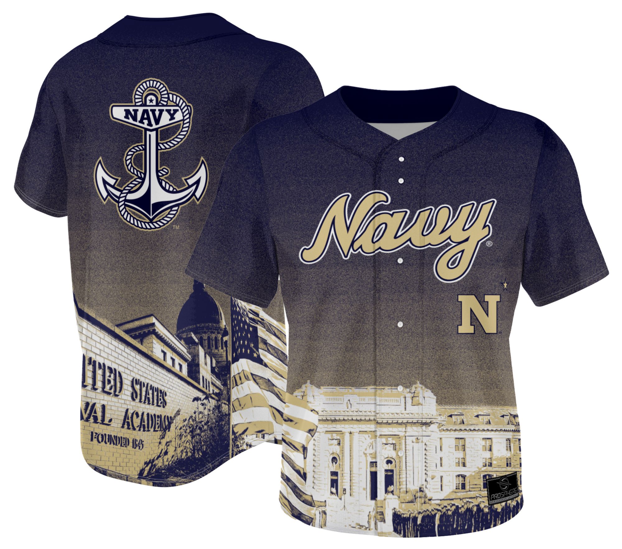 ProSphere Adult Navy Midshipmen Navy Campus Local Baseball Jersey