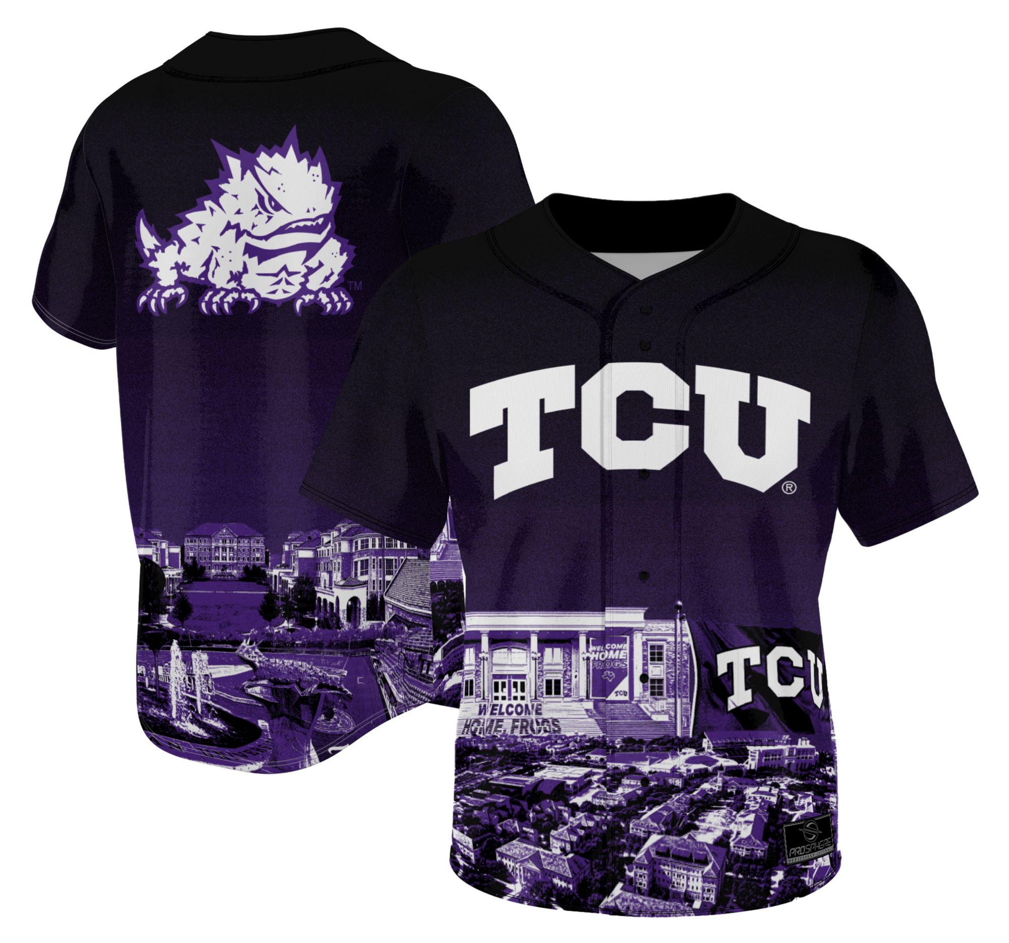 ProSphere Adult TCU Horned Frogs Purple Campus Local Baseball Jersey