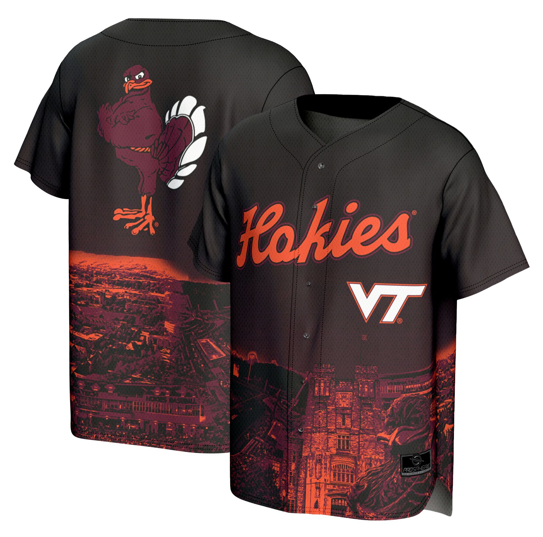 ProSphere Adult Virginia Tech Hokies Black Campus Local Baseball Jersey