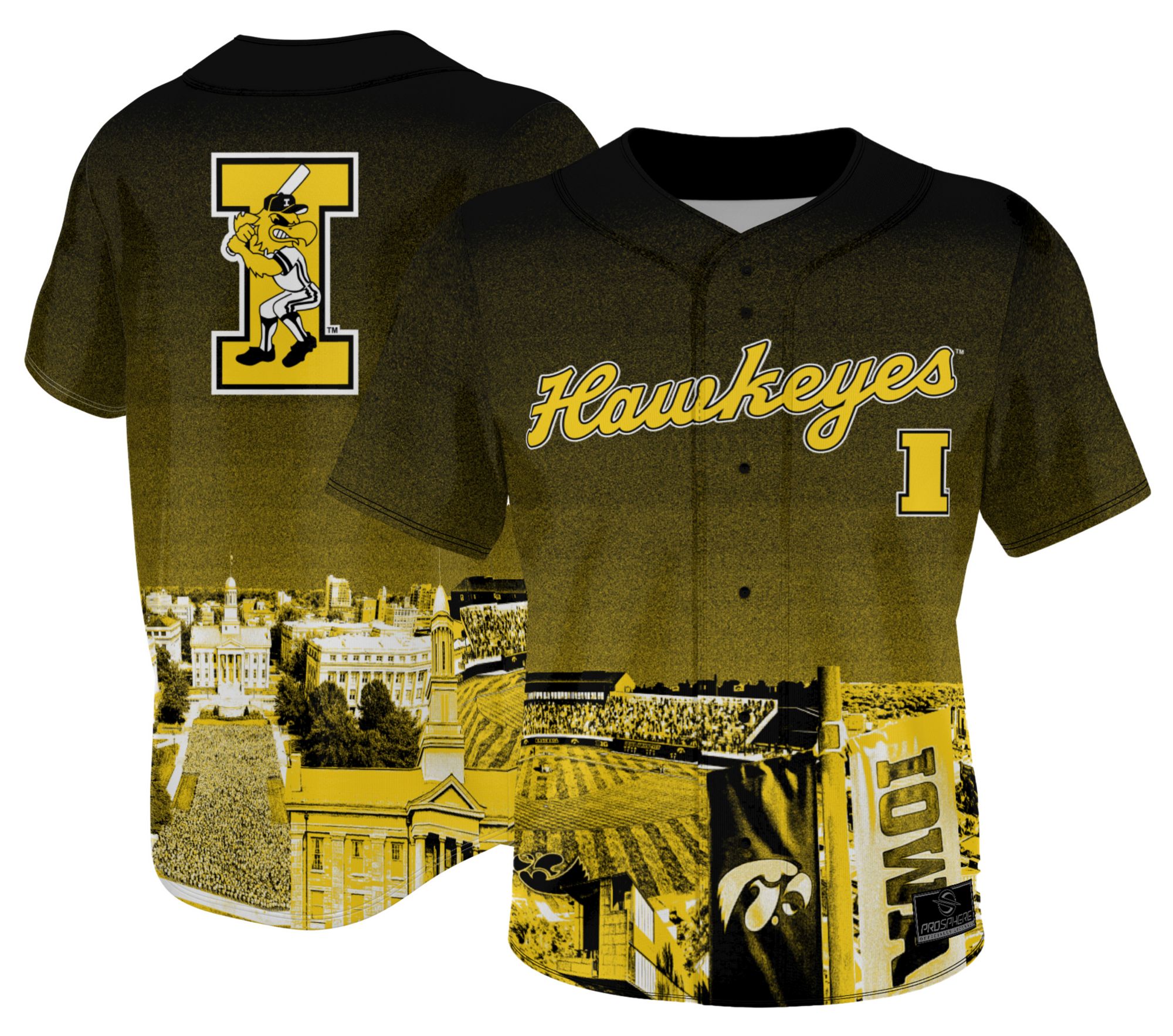 ProSphere Adult Iowa Hawkeyes Gold Campus Local Baseball Jersey