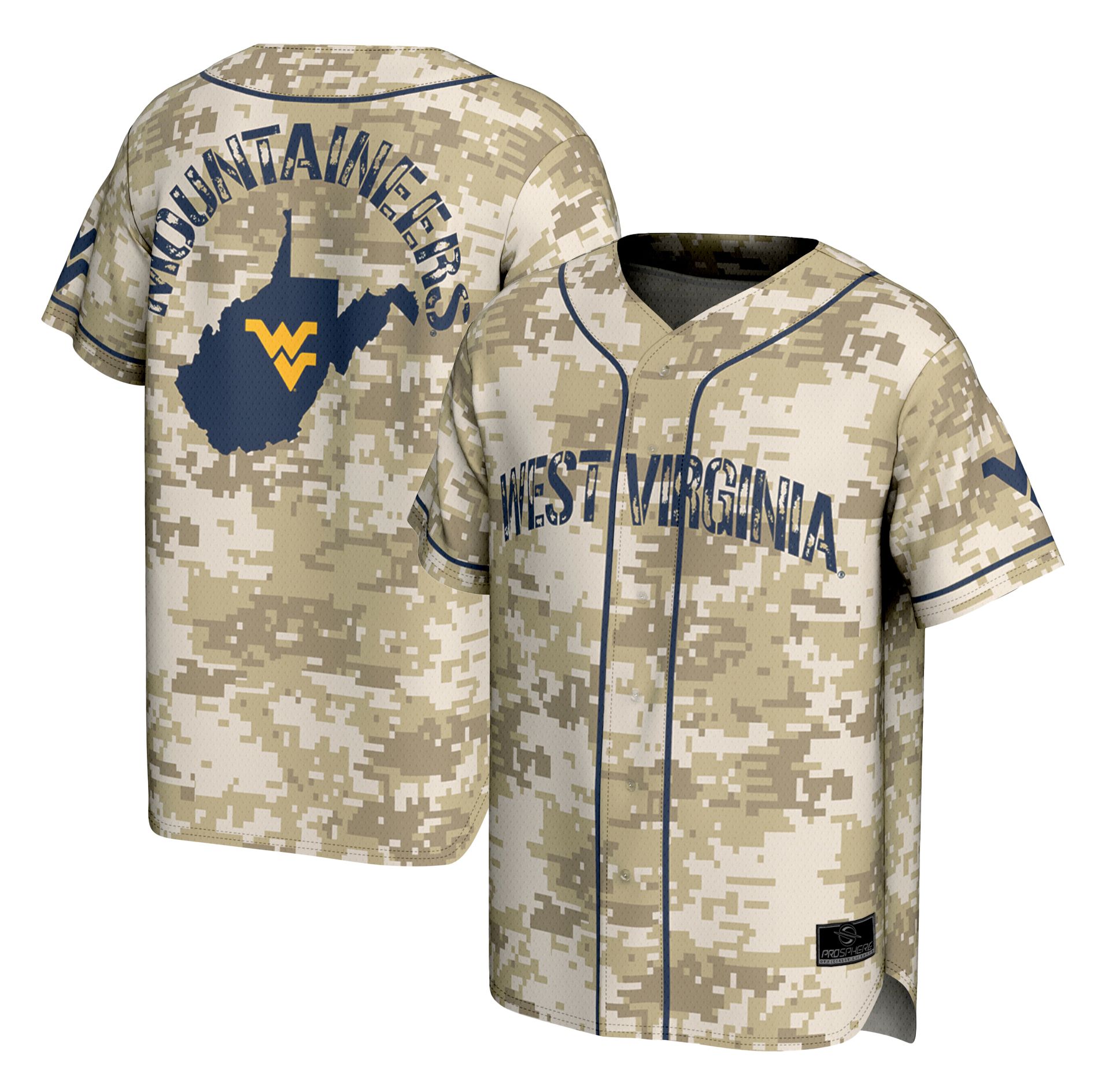 ProSphere Adult West Virginia Mountaineers Tan Digicamo Digicamo Baseball Jersey