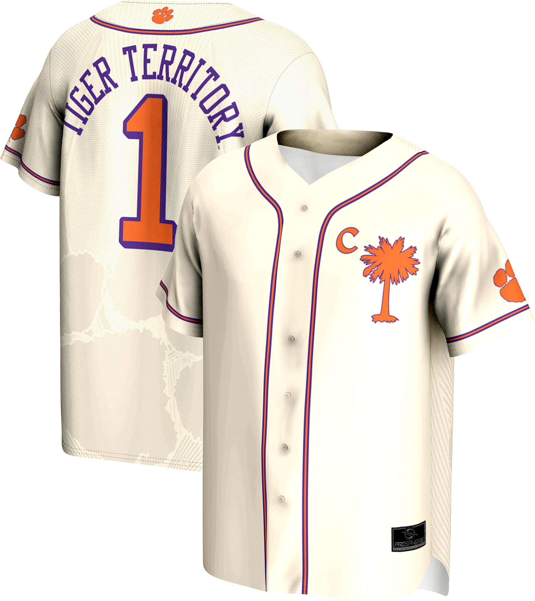 ProSphere Men's Clemson Tigers Natural Baseball Jersey