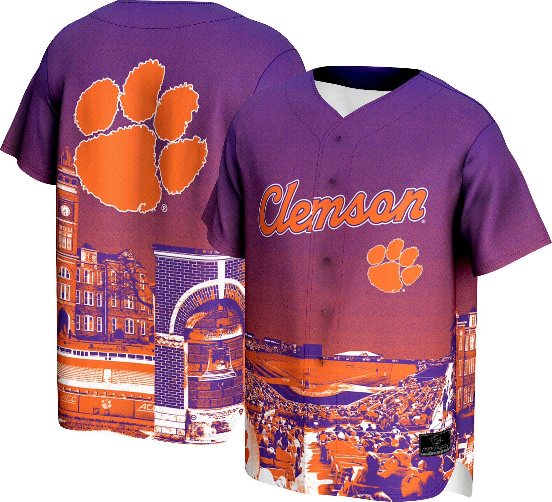 ProSphere Youth Clemson Tigers Campus Local Purple Baseball Jersey