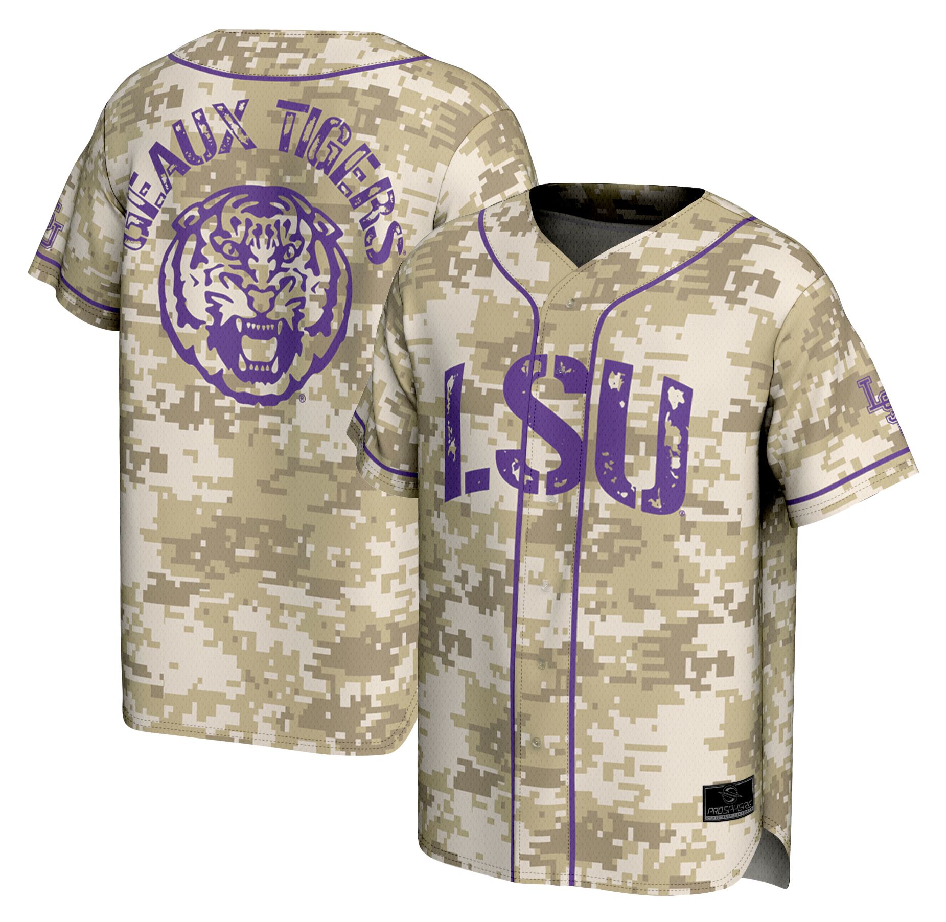 ProSphere Youth LSU Tigers Tan Campus Local Digicamo Baseball Jersey