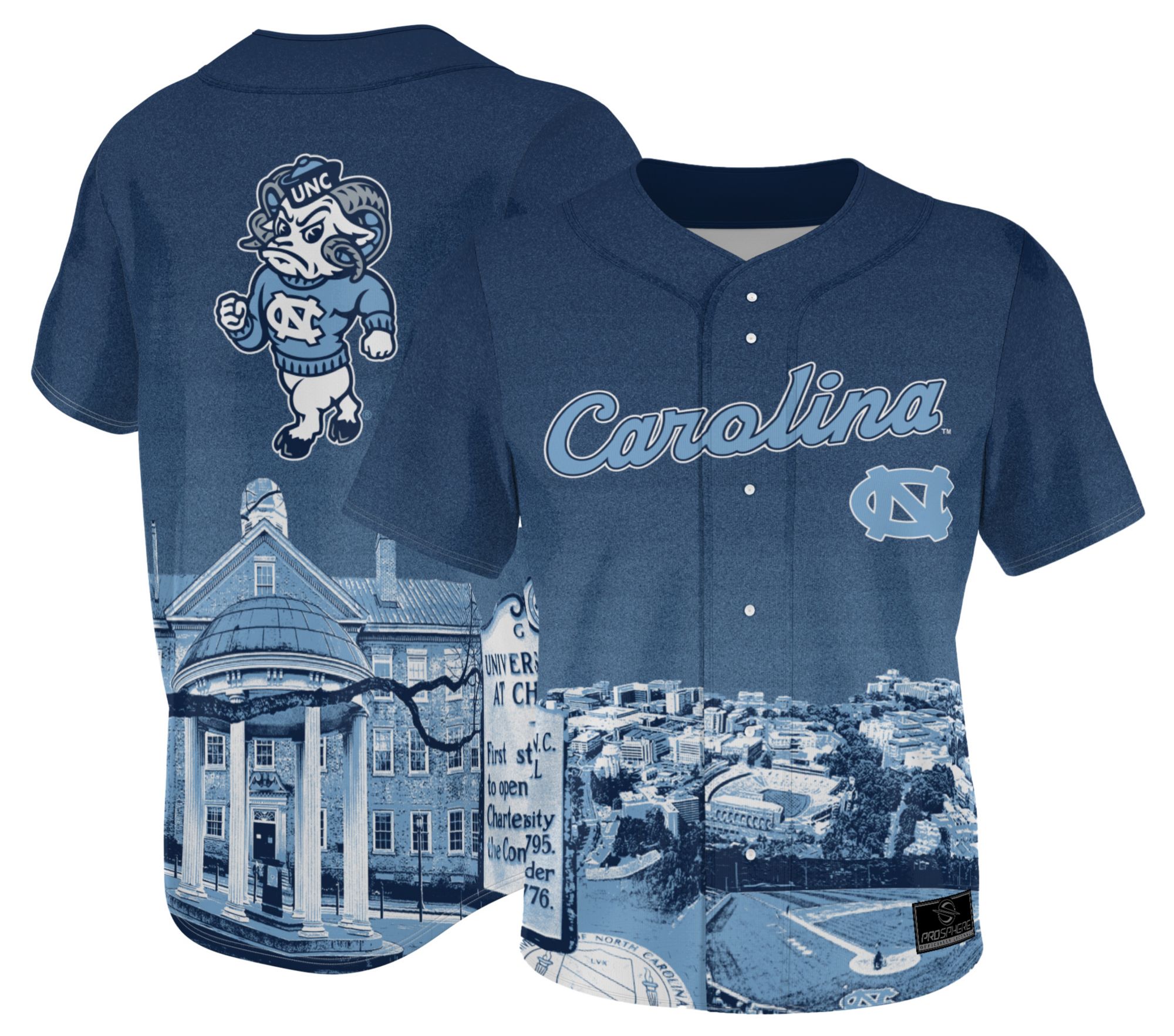 ProSphere Youth North Carolina Tar Heels Carolina Blue Campus Local Baseball Jersey
