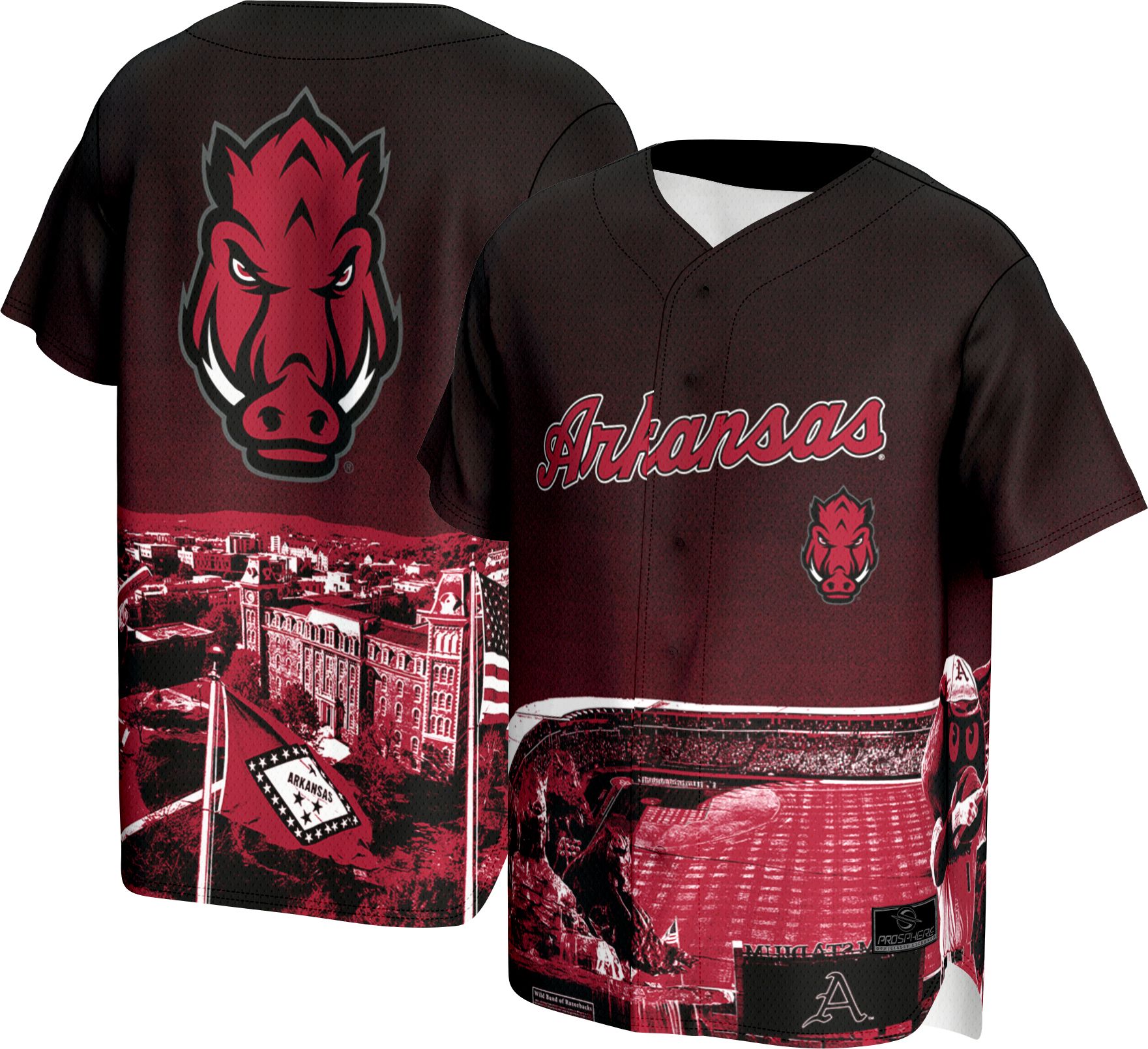 ProSphere Youth Arkansas Razorbacks Campus Local Red Baseball Jersey