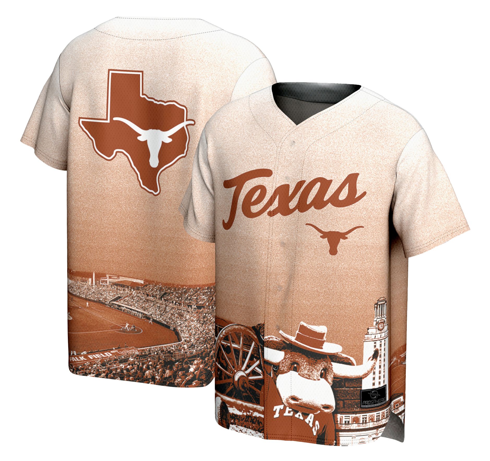 ProSphere Youth Texas Longhorns Orange Campus Local Baseball Jersey