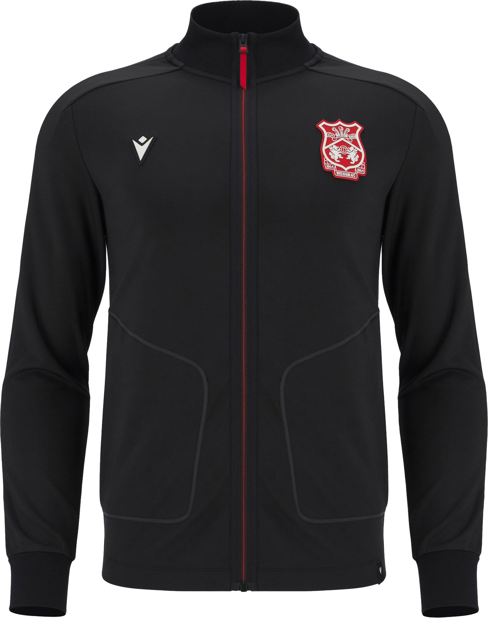 Macron Adult Wrexham 2025 Black Home Prematch Full-Zip Jacket