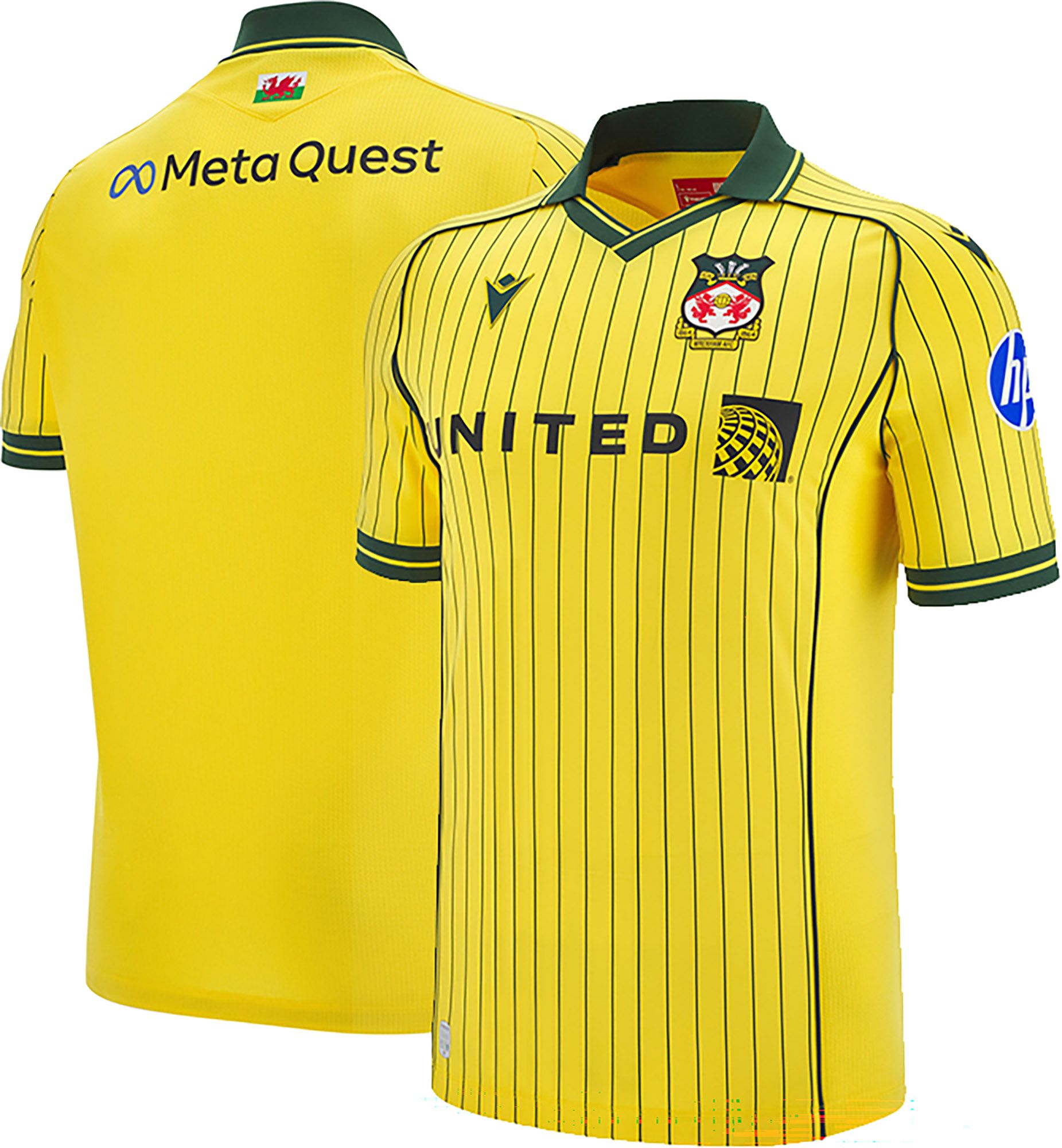 Macron Adult Wrexham 2025 Yellow Away Authentic Jersey