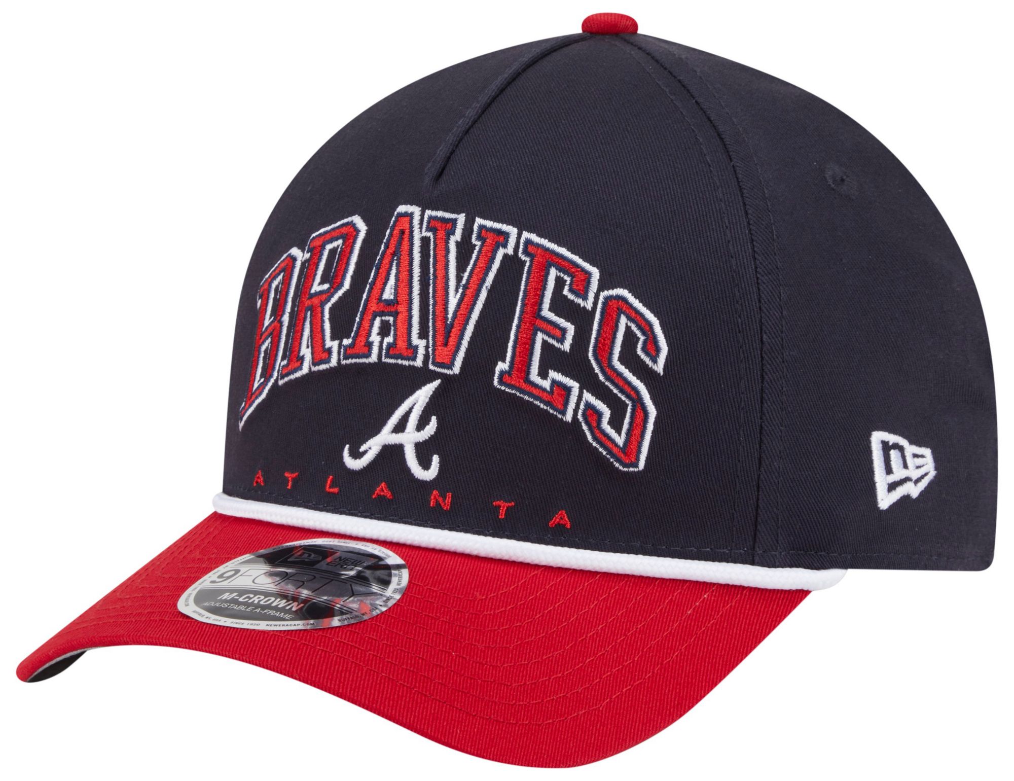 New Era Adult Atlanta Braves Navy Arch Meduim Crown 9Forty Adjustable Hat