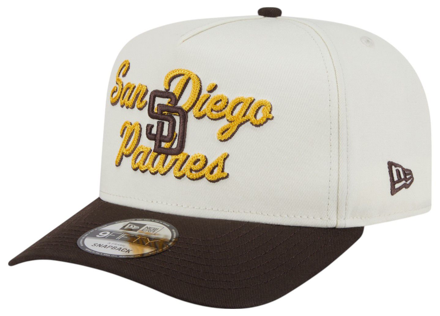 New Era Adult San Diego Padres White Chainstitch 9Fifty A-Frame Adjustable Hat