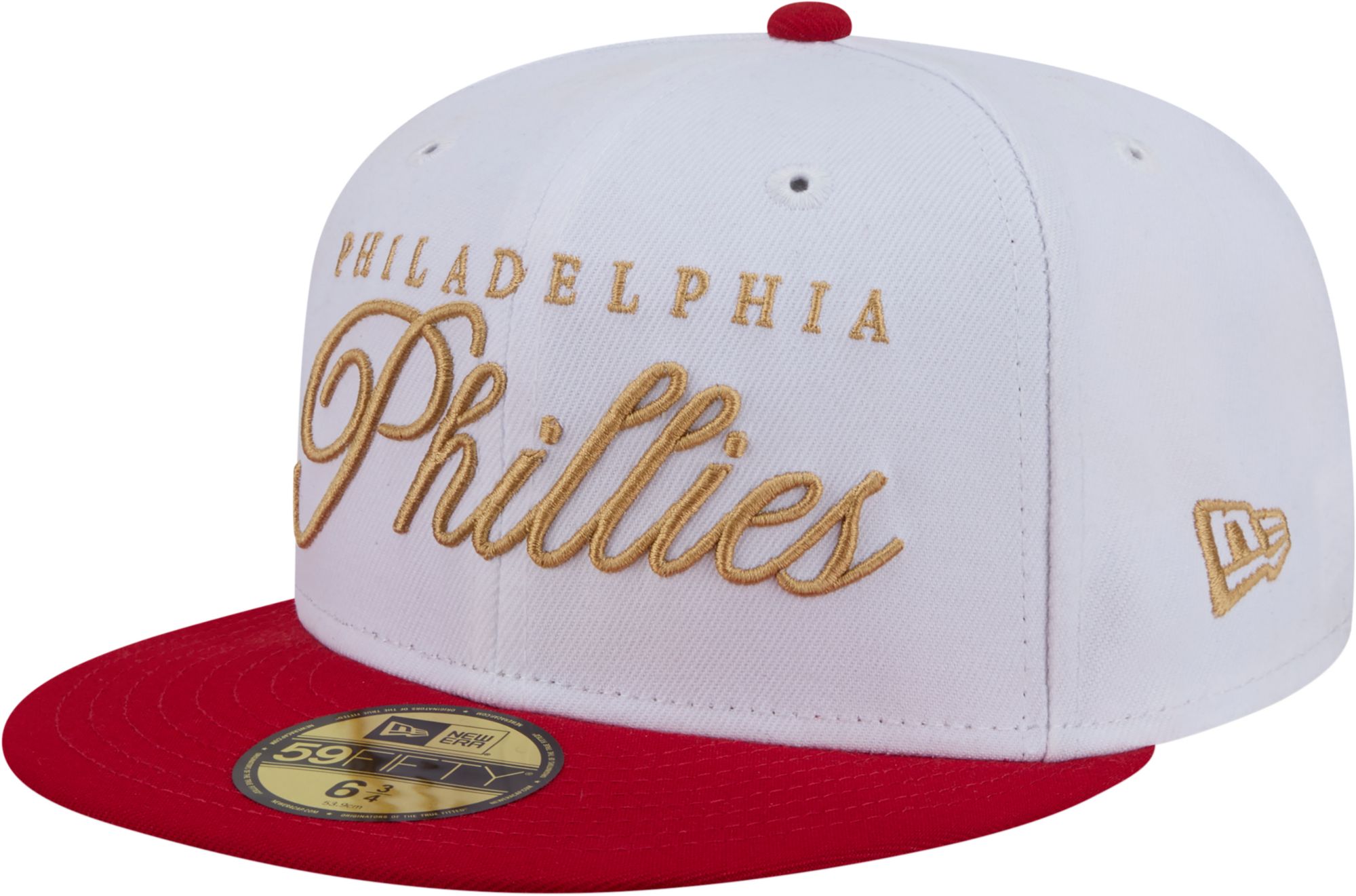 New Era Adult Philadelphia Phillies White 59Fifty Scripted Fitted Hat