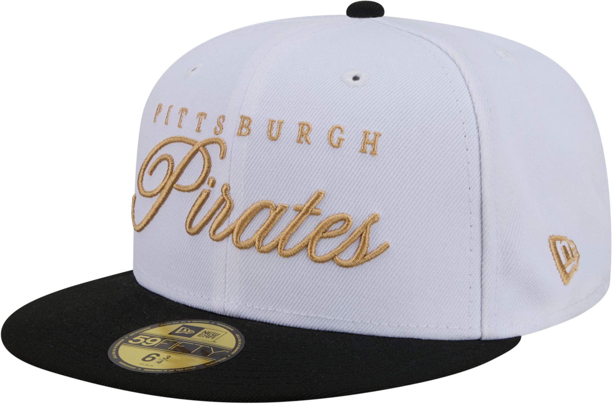 New Era Adult Pittsburgh Pirates White 59Fifty Scripted Fitted Hat