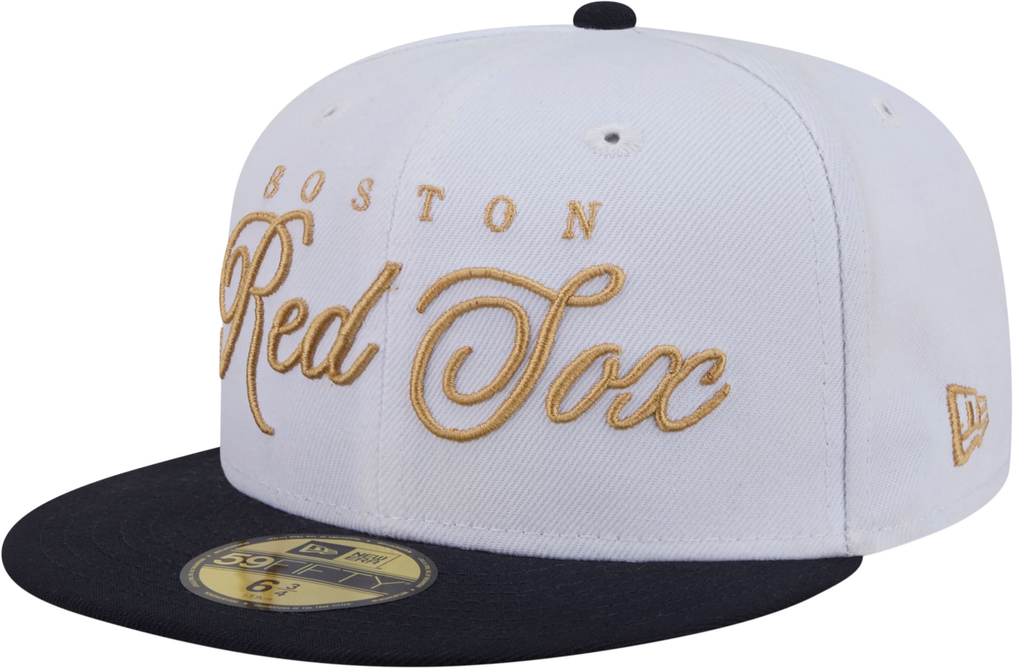 New Era Adult Boston Red Sox White 59Fifty Scripted Fitted Hat