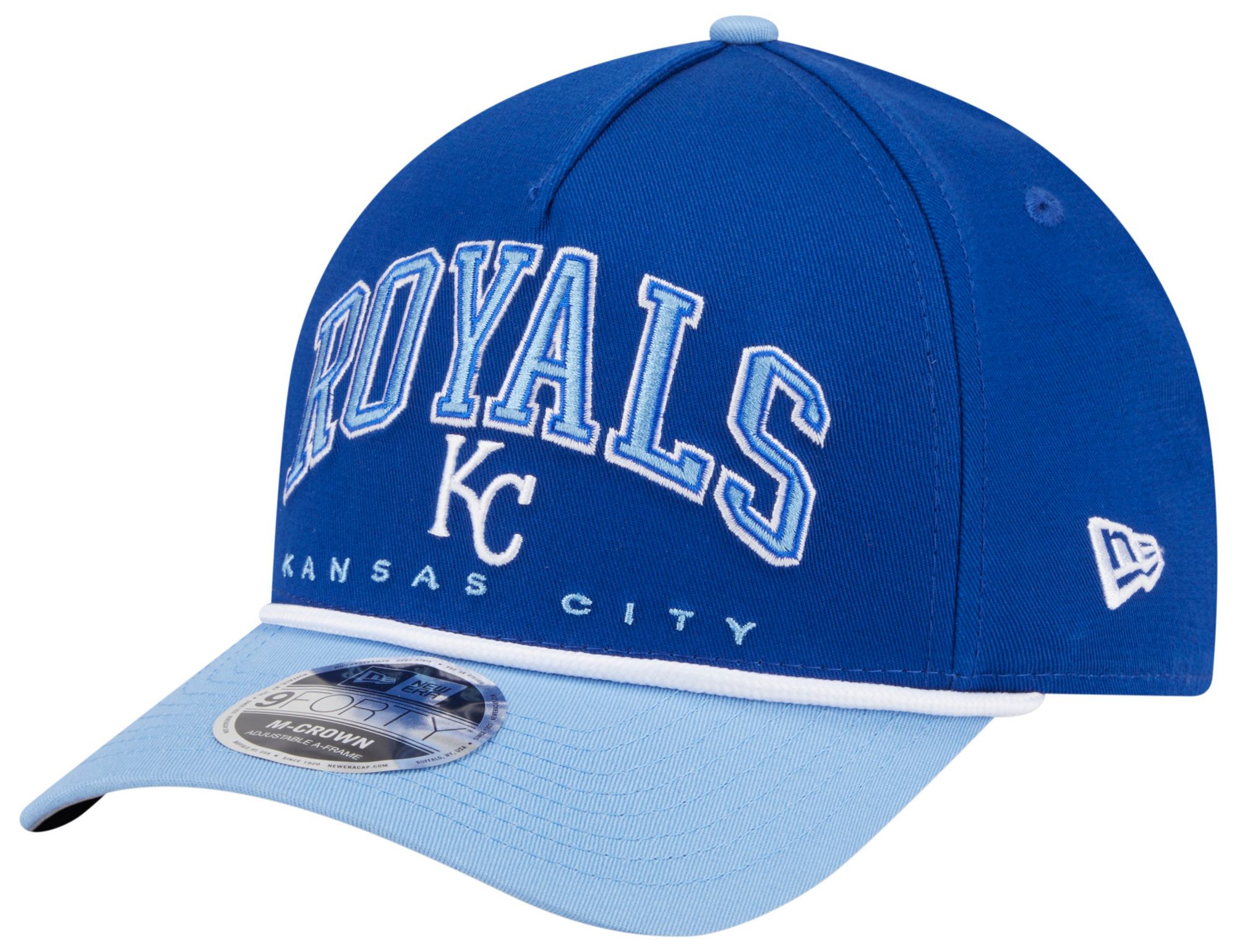 New Era Adult Kansas City Royals Blue Arch Meduim Crown 9Forty Adjustable Hat