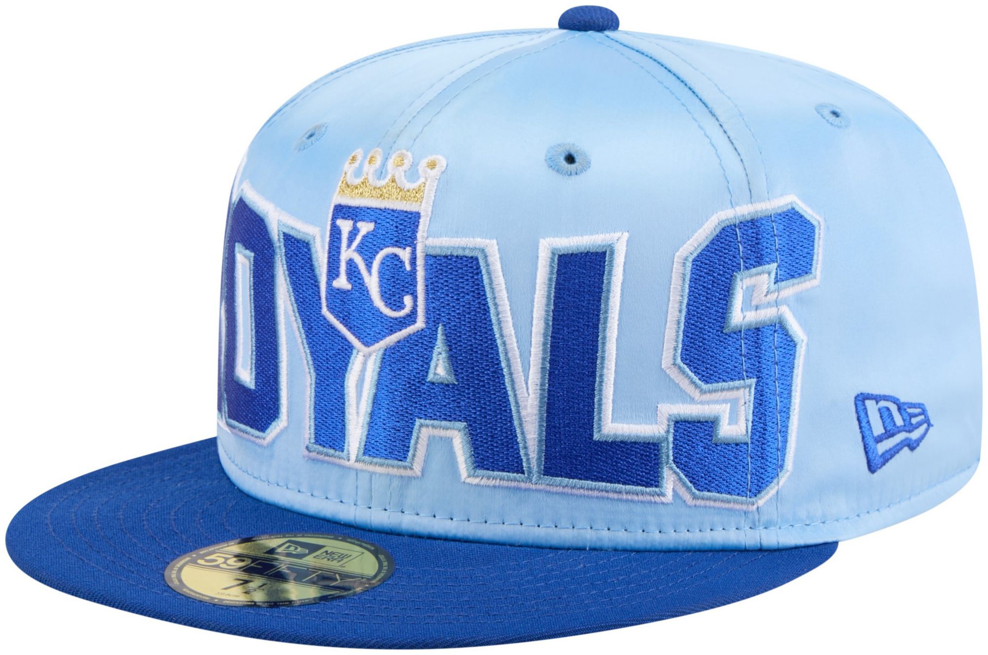 New Era Adult Kansas City Royals Light Blue Satin 59Fifty Fitted Hat