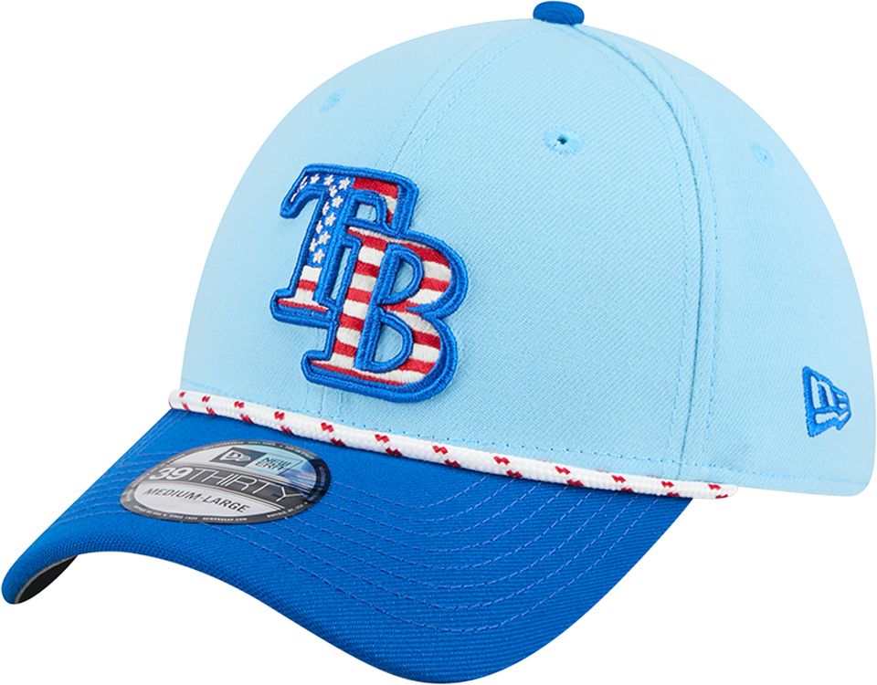 New Era Adult Tampa Bay Rays Fourth of July 2025 Light Blue 39Thirty Stretch Fit Hat