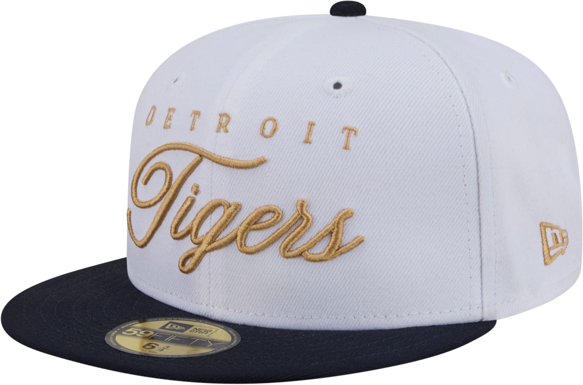 New Era Adult Detroit Tigers White 59Fifty Scripted Fitted Hat