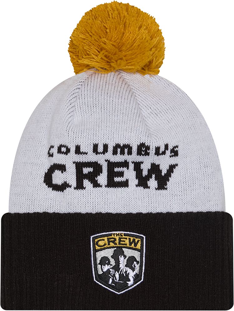 New Era Adult Columbus Crew 2025 White Jersey Hook Third Pom Beanie