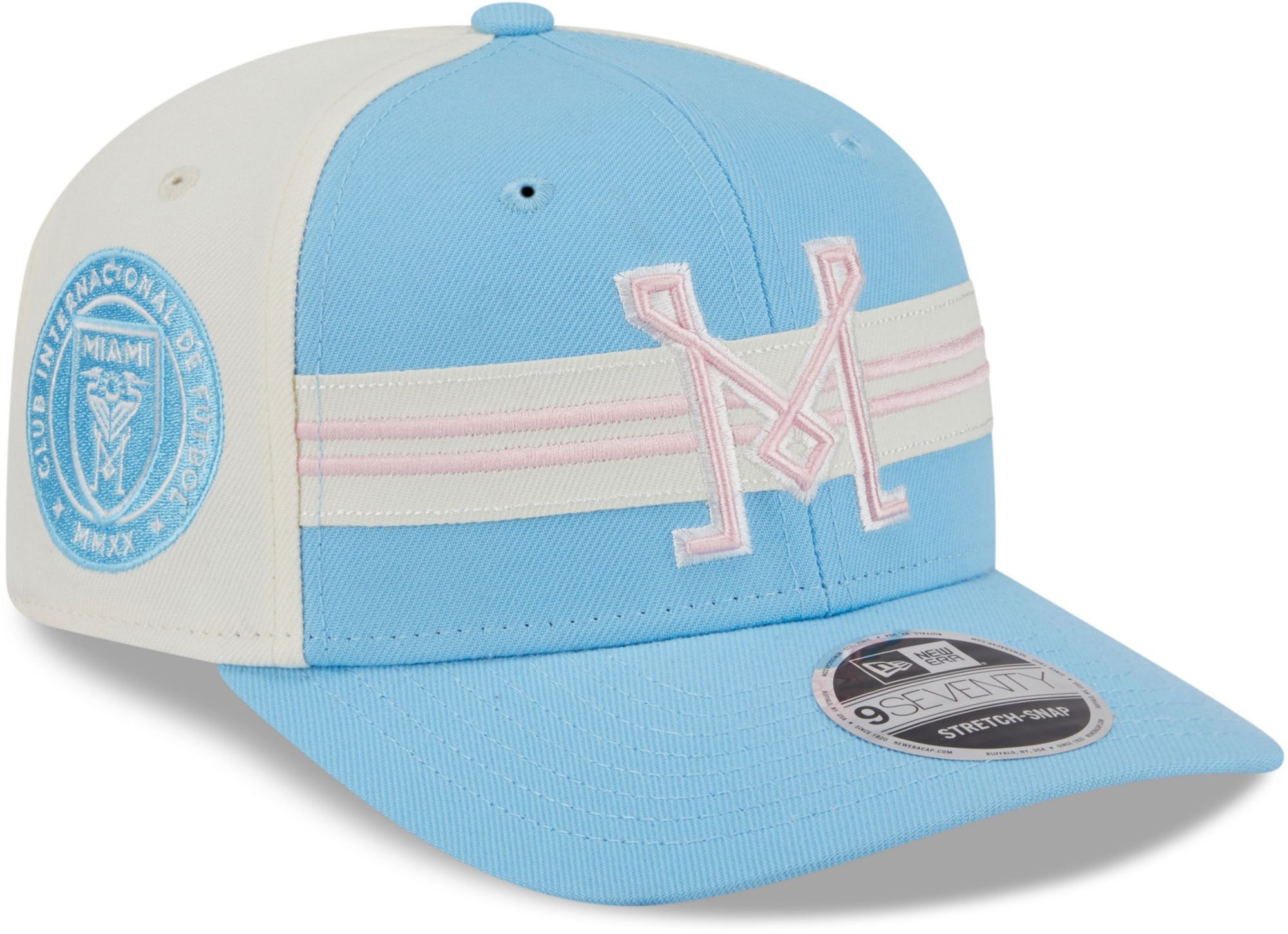 New Era Adult Inter Miami CF 2025 Light Blue Jersey Hook Third 9Seventy Adjustable Stretch-Snap Hat