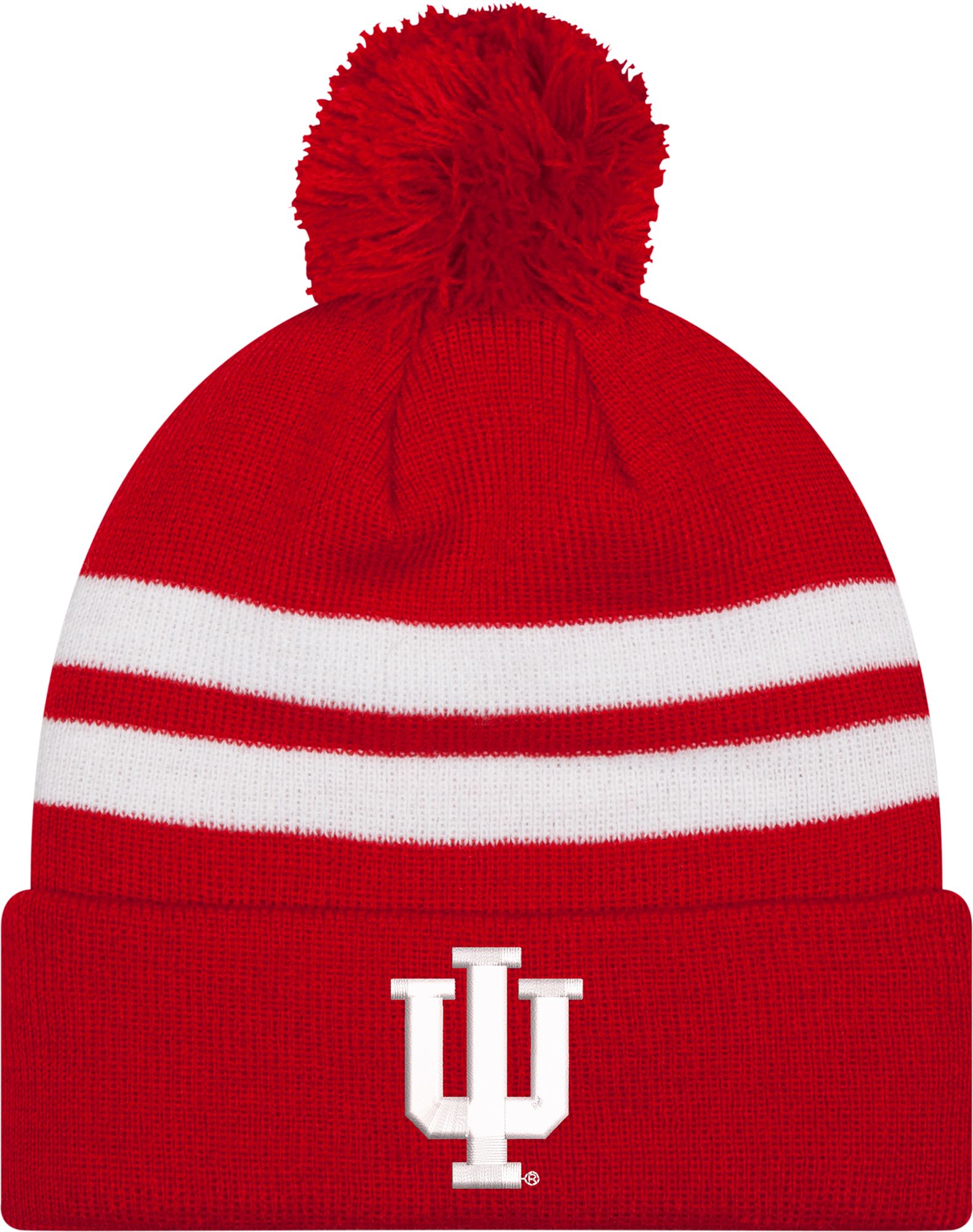 New Era Adult Indiana Hoosiers Scarlet Top Stripe Knit Hat
