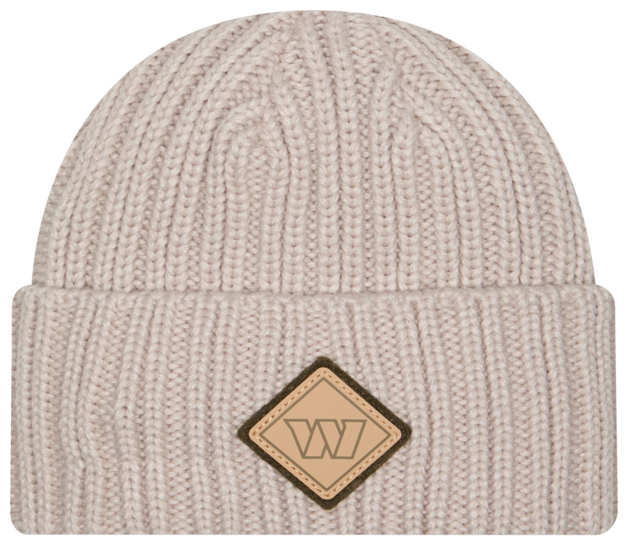 New Era Adult Washington Commanders Tan Applique Cuffed Knit Hat