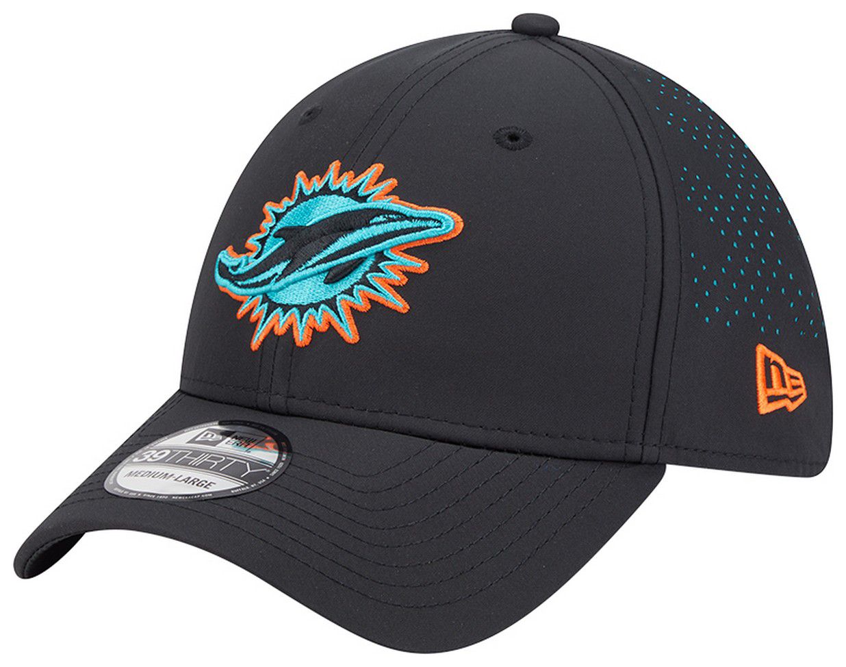 New Era Adult Miami Dolphins Black Night 39Thirty Stretch Fit Hat