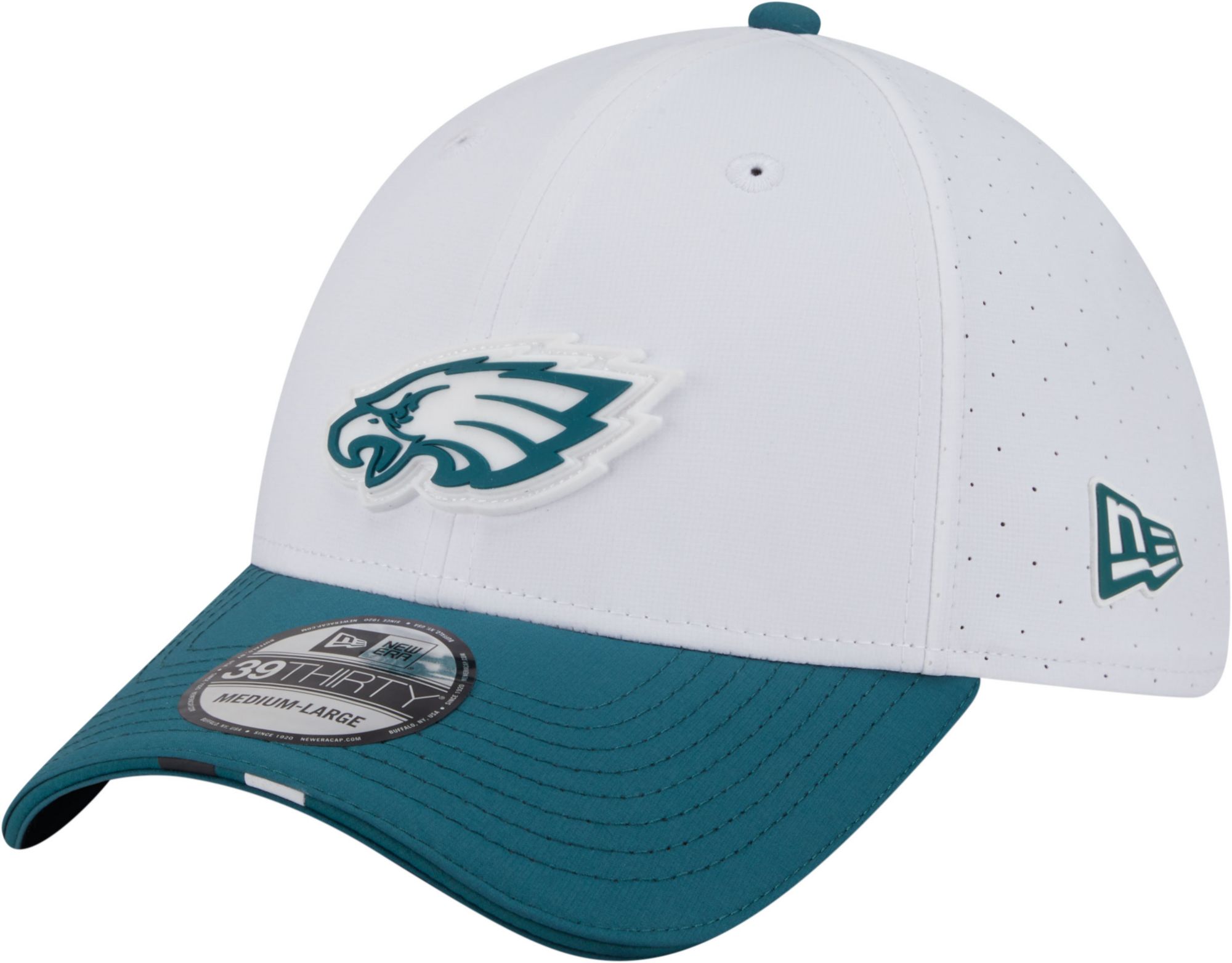 New Era Adult Philadelphia Eagles Training Camp 2025 White 39Thirty Stretch Fit Hat