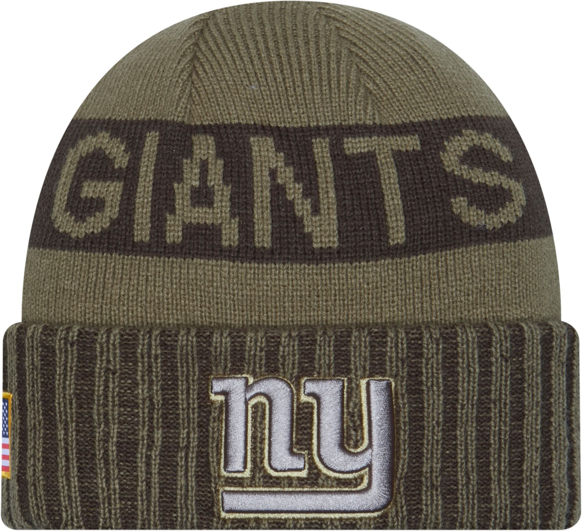 New Era Adult New York Giants Salute To Service 2025 Olive Green Knit Beanie