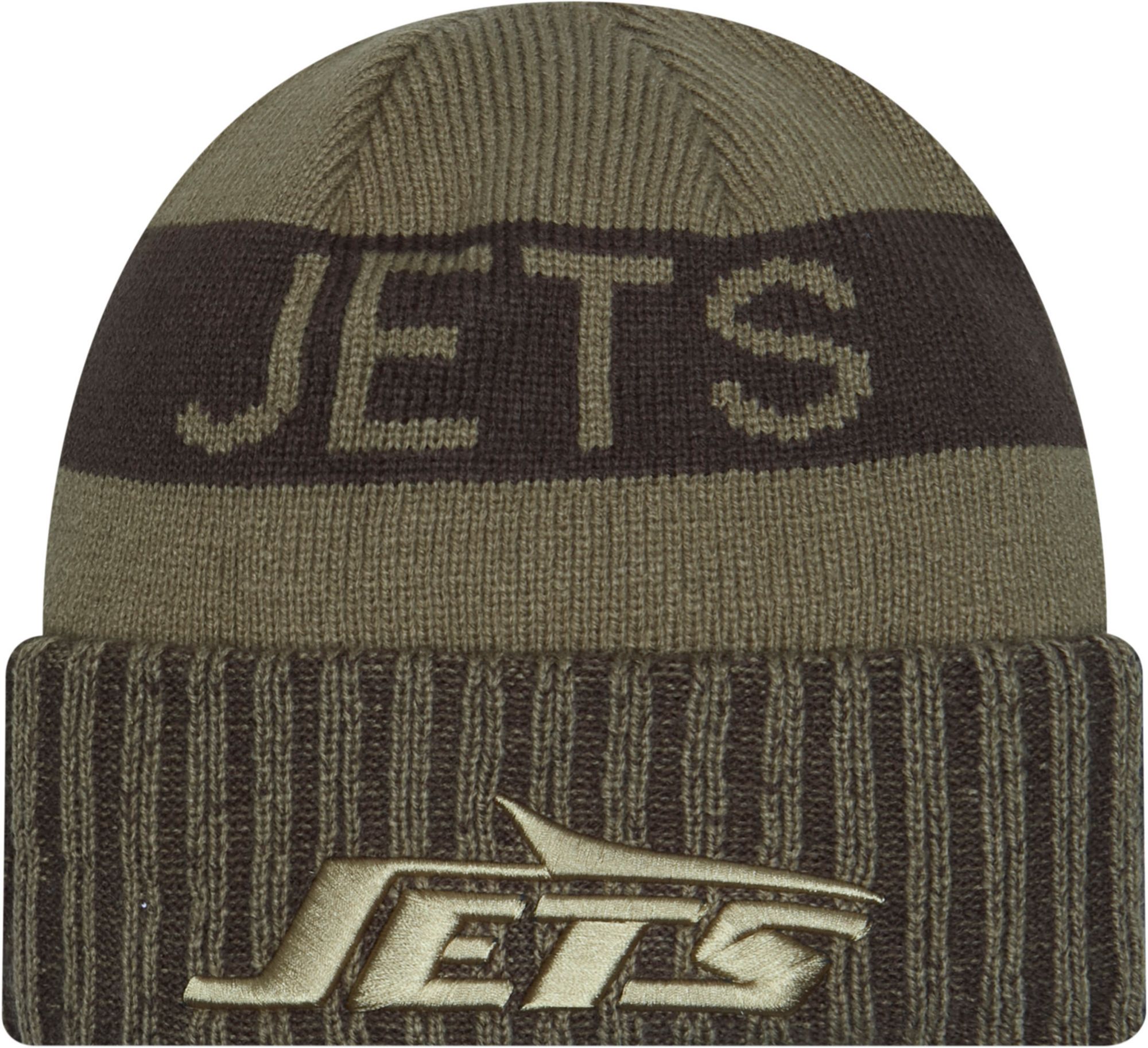 New Era Adult New York Jets Salute To Service 2025 Olive Green Knit Beanie