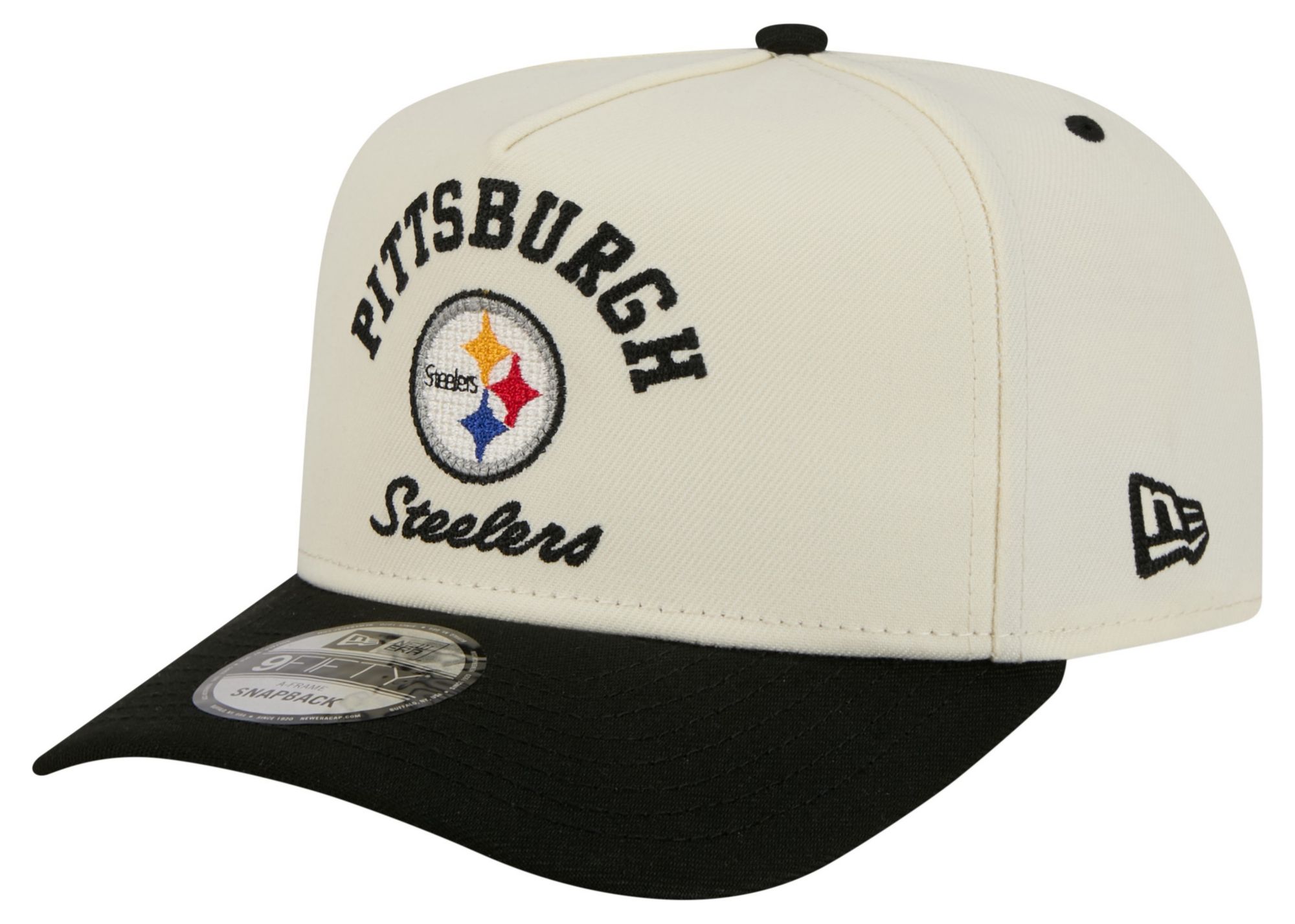 New Era Adult Pittsburgh Steelers White Arched 9Fifty Adjustable Hat