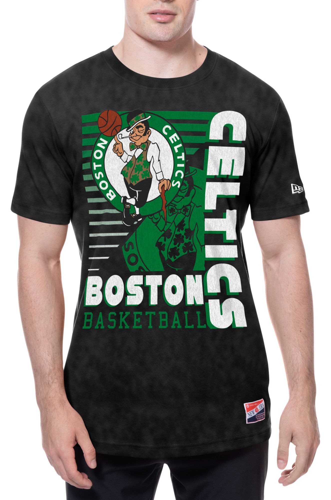 New Era Men's Boston Celtics Black Throwback Washed T-Shirt