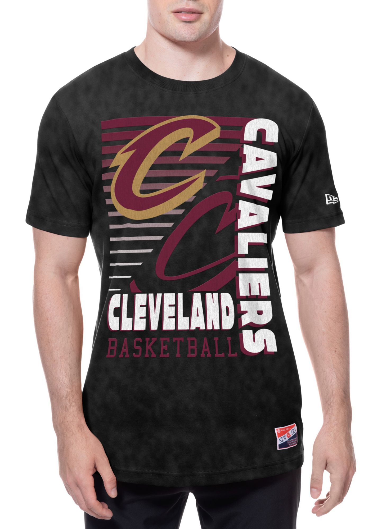 New Era Men's Cleveland Cavaliers Black Throwback Washed T-Shirt