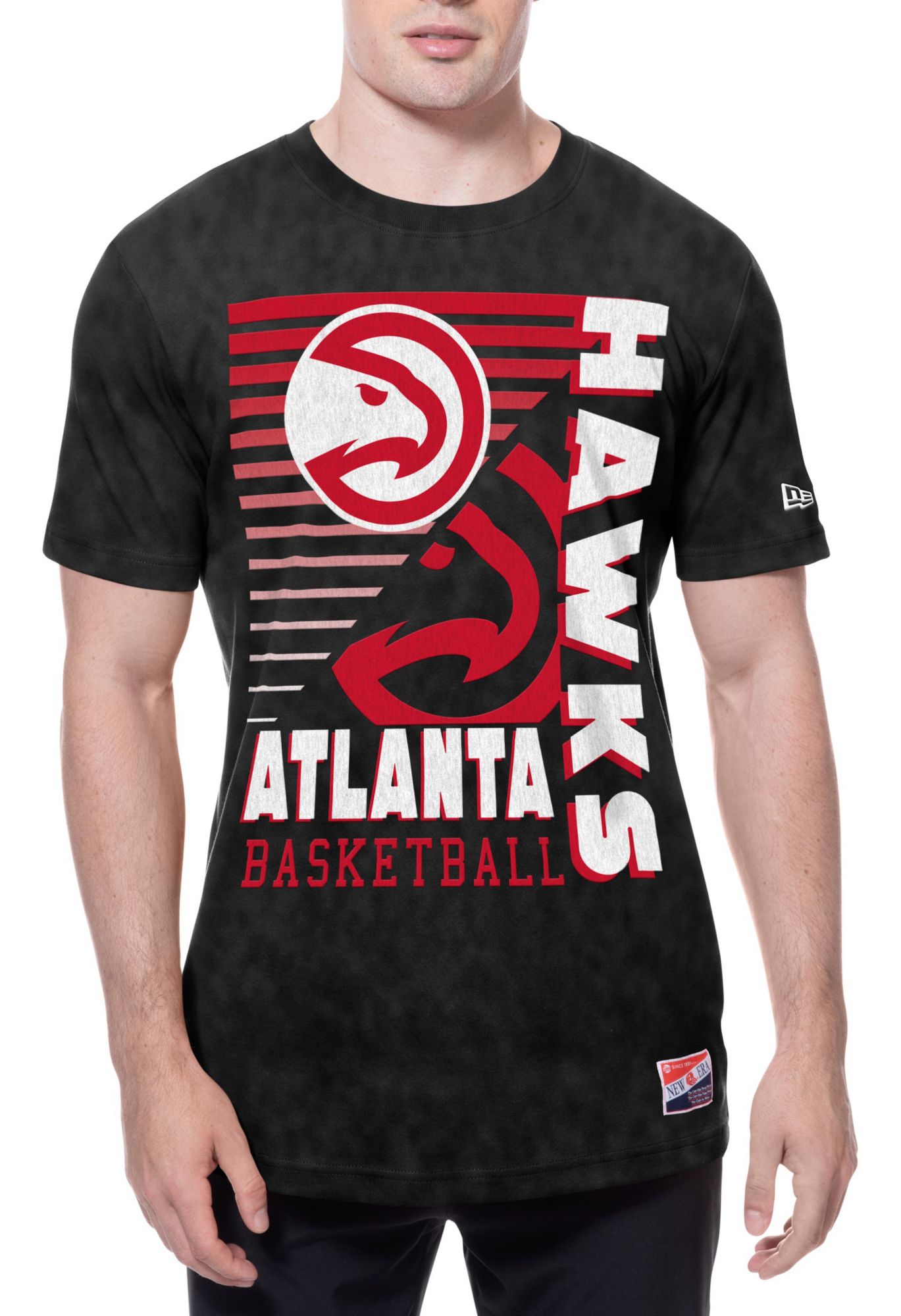 New Era Men's Atlanta Hawks Black Throwback Washed T-Shirt