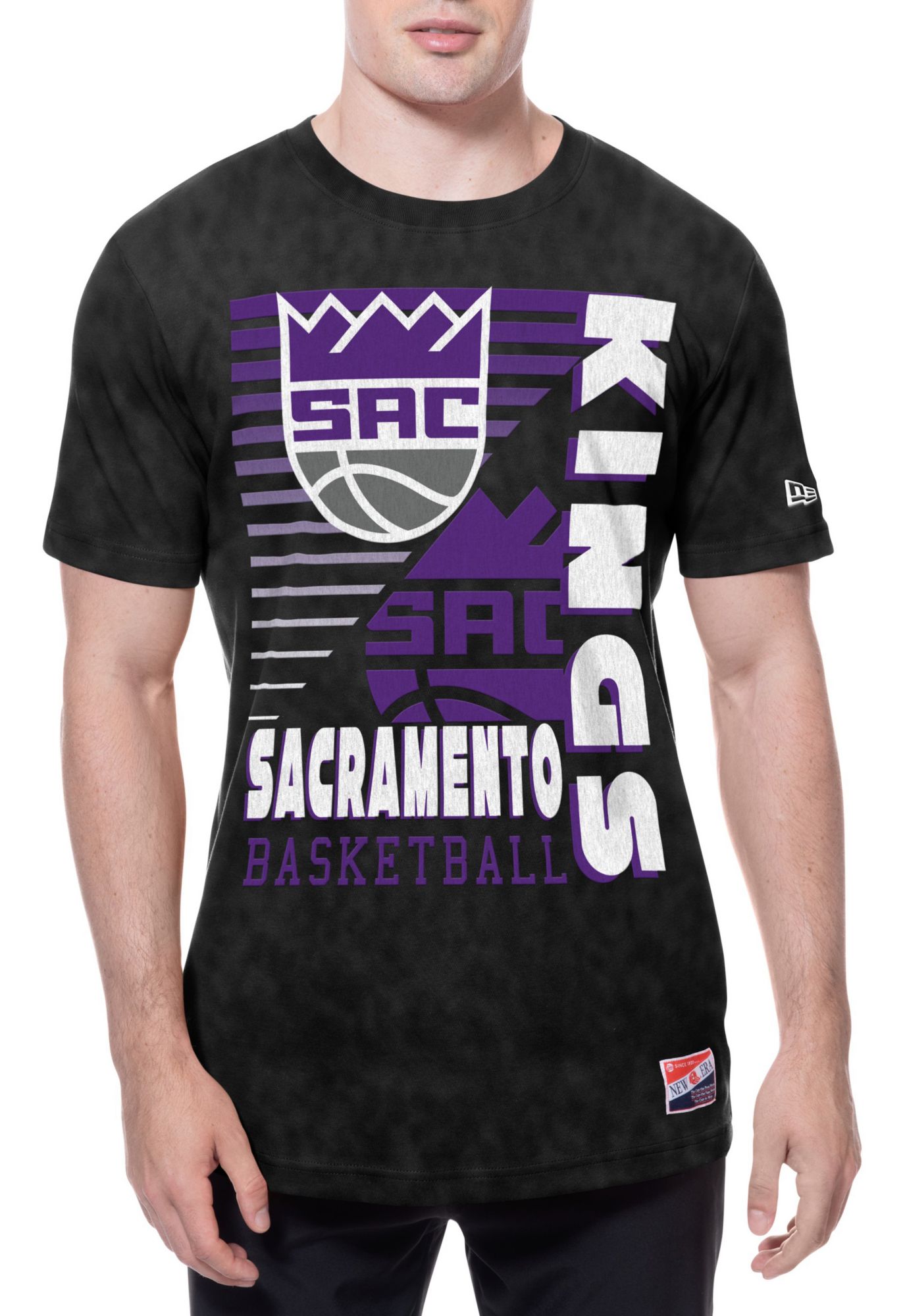 New Era Men's Sacramento Kings Black Throwback Washed T-Shirt