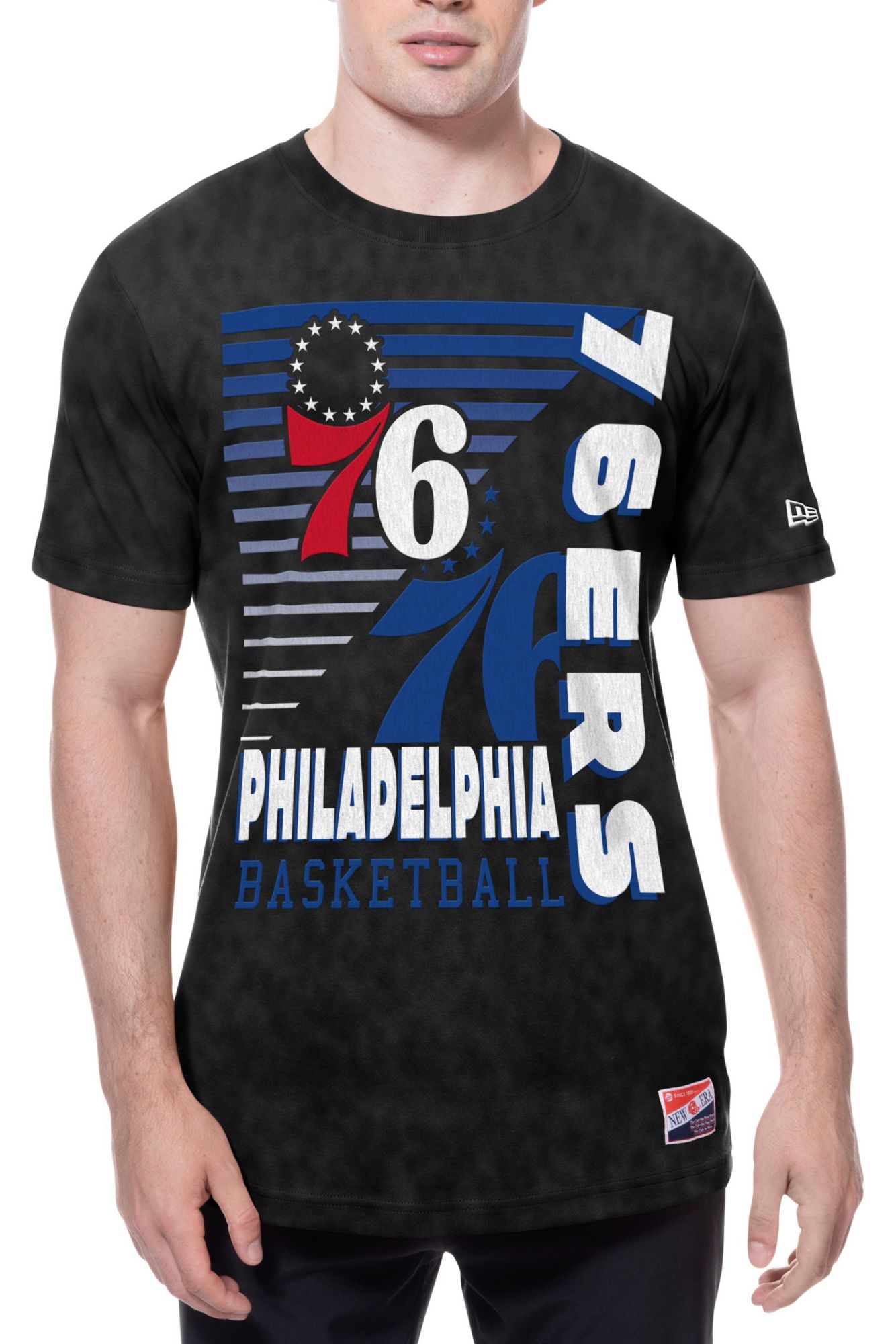 New Era Men's Philadelphia 76ers Black Throwback Washed T-Shirt