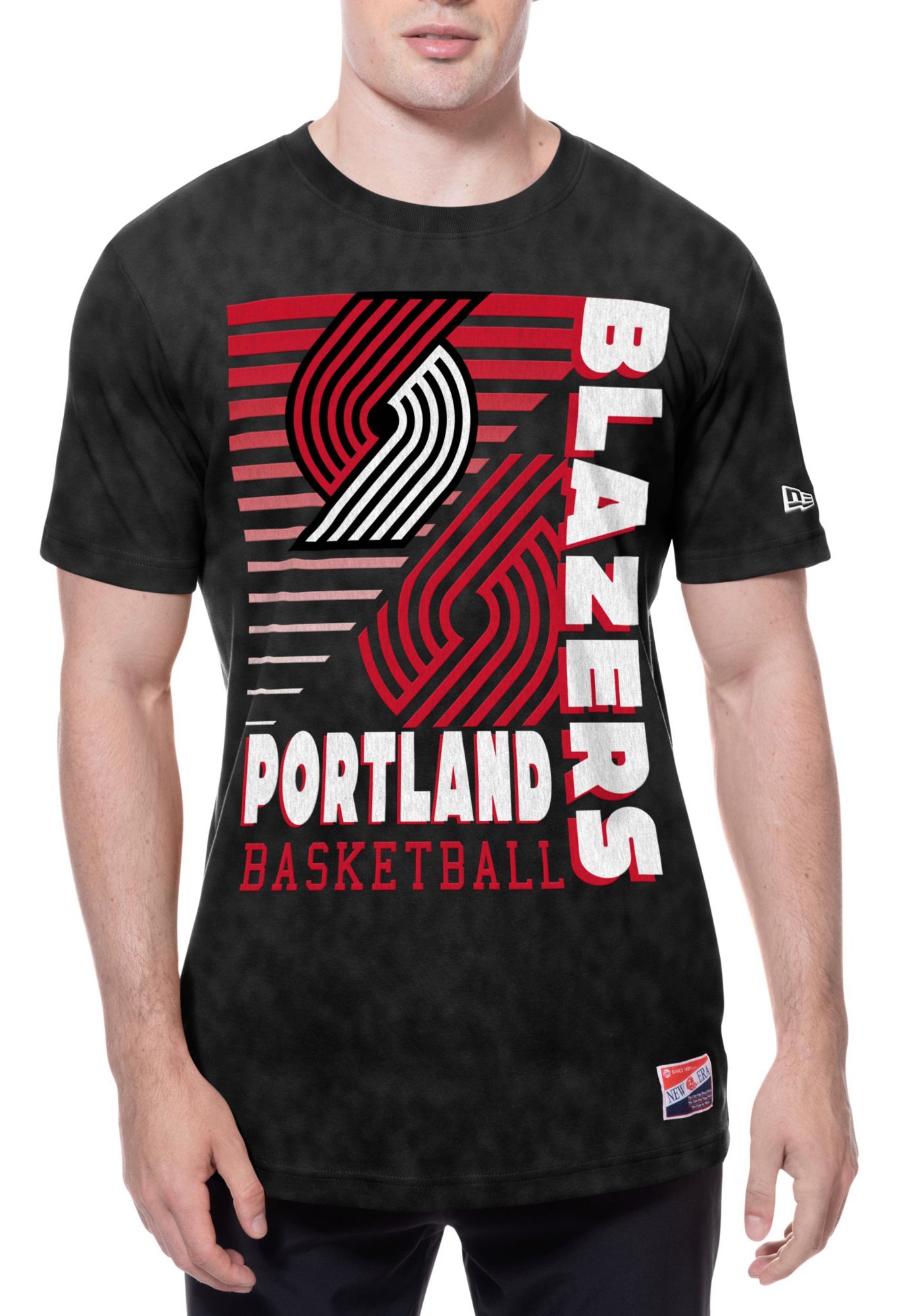 New Era Men's Portland Trail Blazers Black Throwback Washed T-Shirt