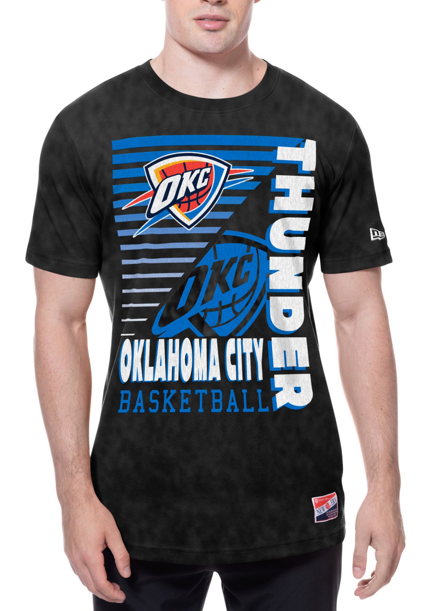 New Era Men's Oklahoma City Thunder Black Throwback Washed T-Shirt