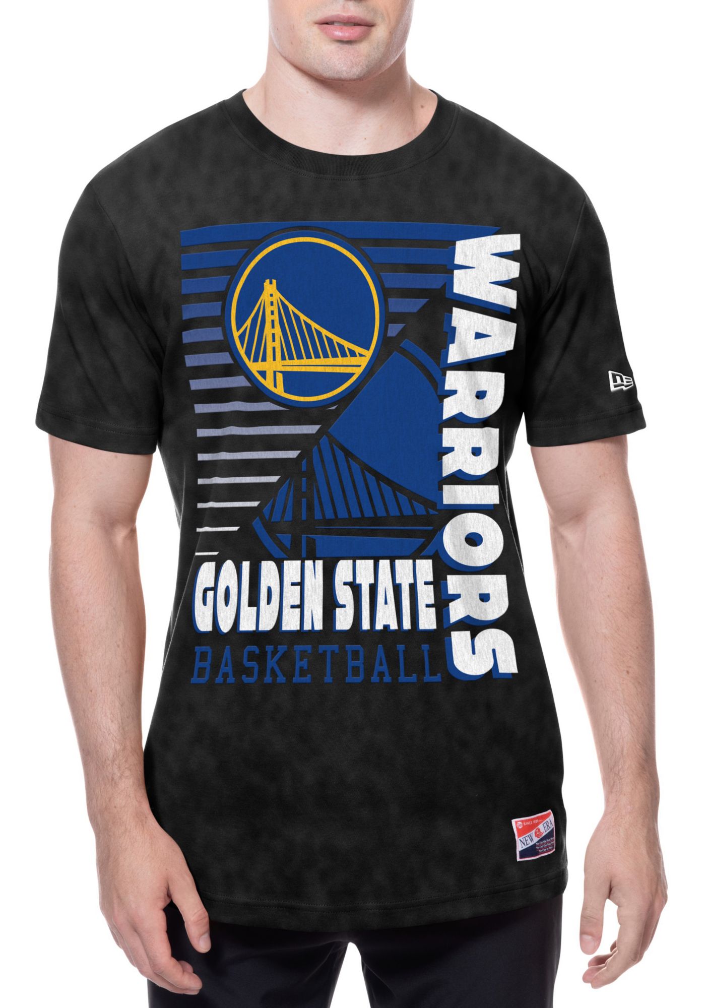 New Era Men's Golden State Warriors Black Throwback Washed T-Shirt