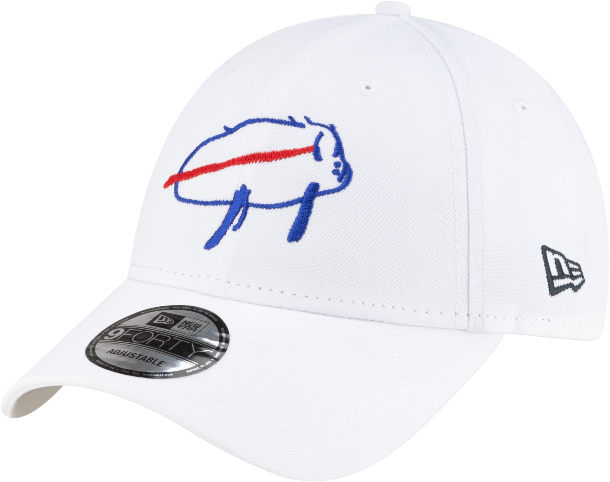 New Era Adult Buffalo Bills Josh Allen Billustration 9Forty White Adjustable Hat