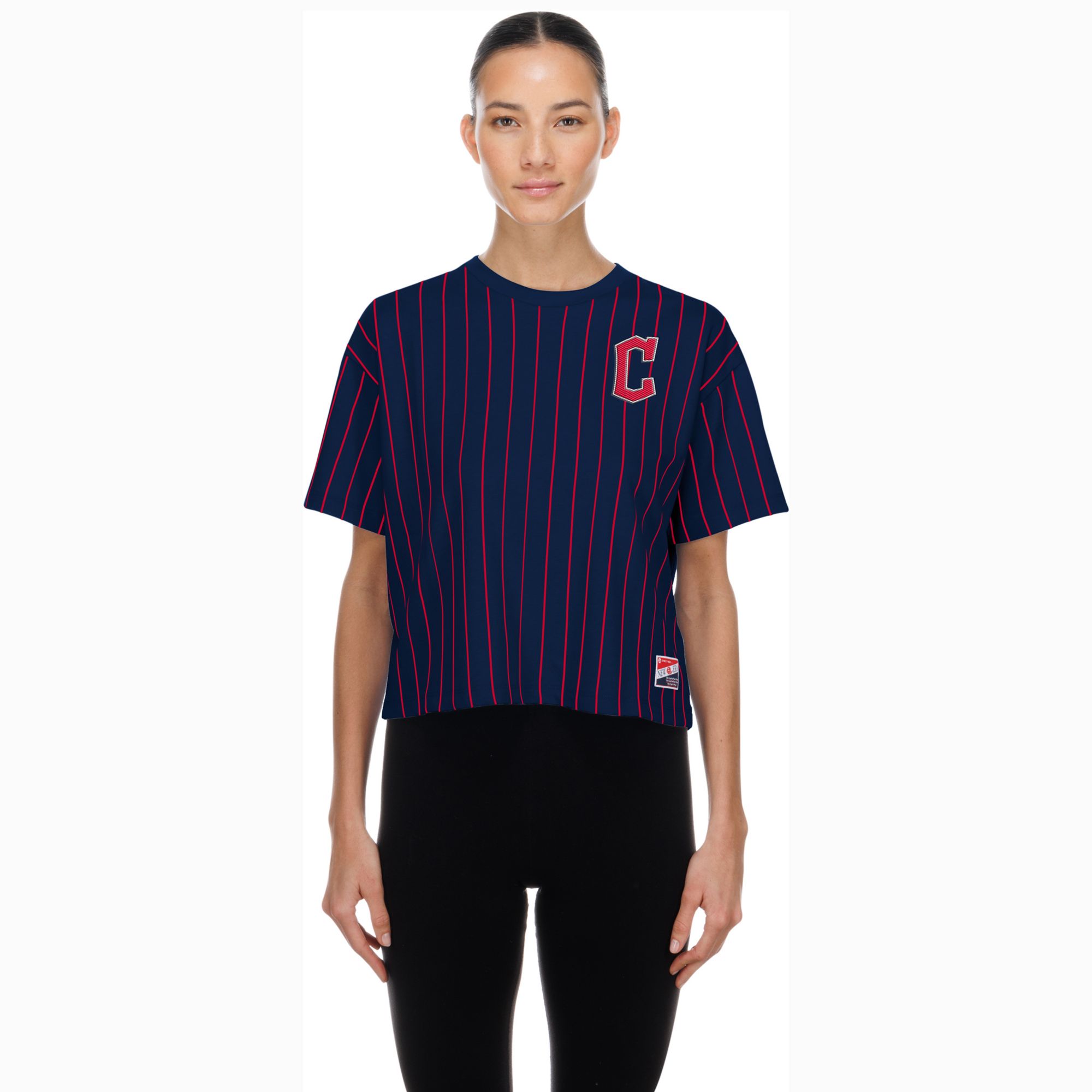 New Era Women's Cleveland Guardians Navy Throwback T-Shirt